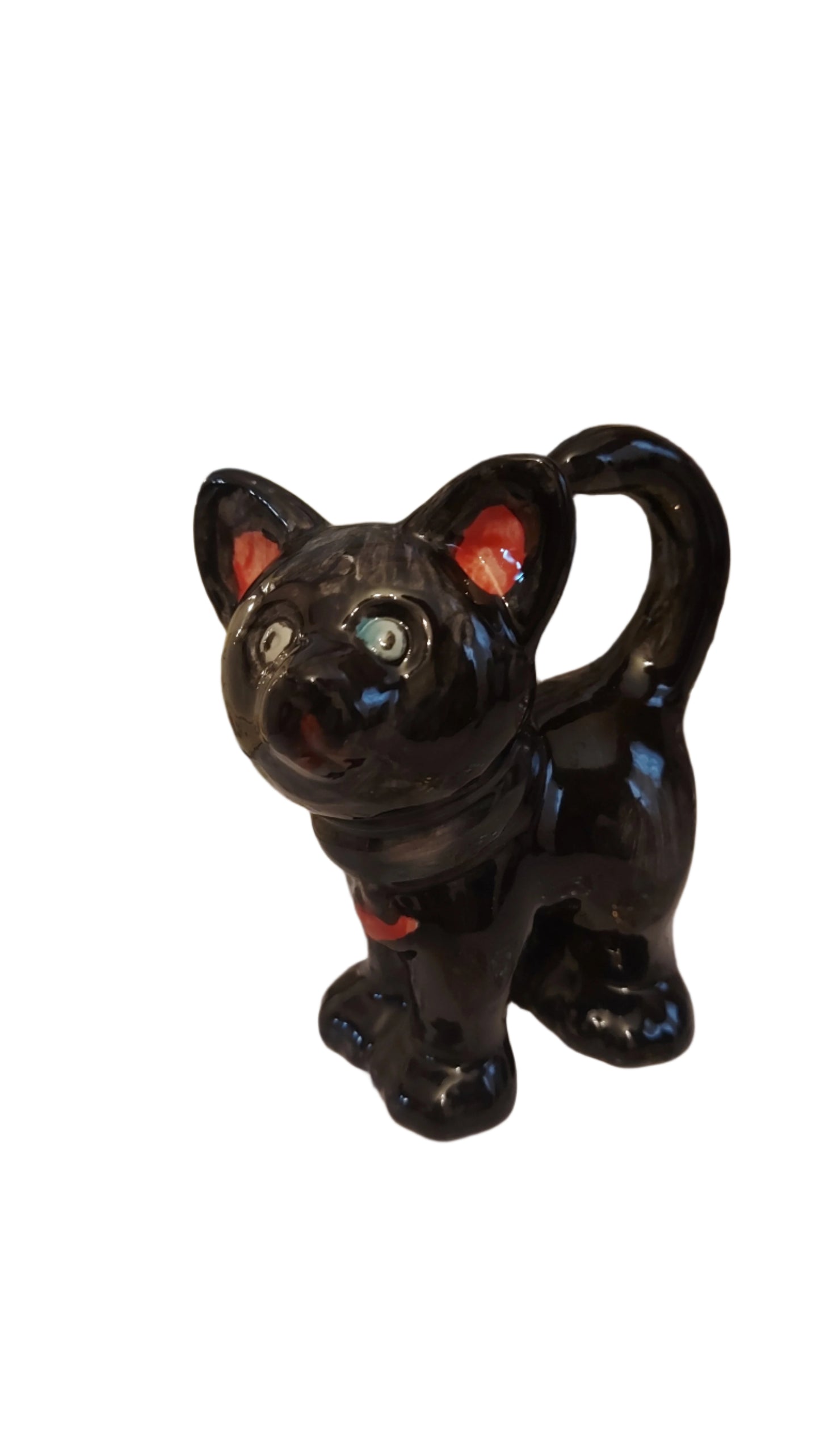 Charming black kitten: Ceramic figurine