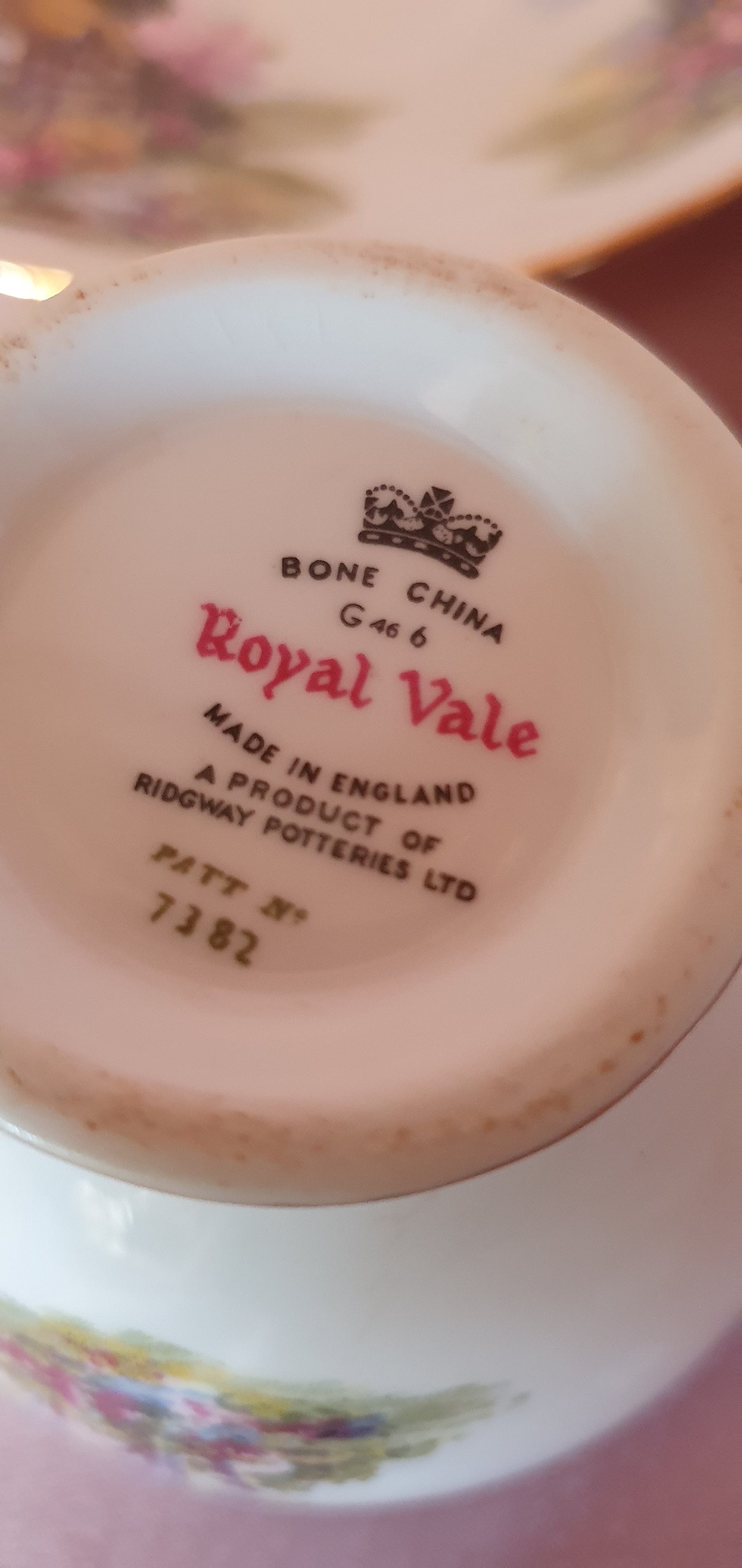 3 piece double set Royal Vale "Country Cottage" cups and plates (7382)