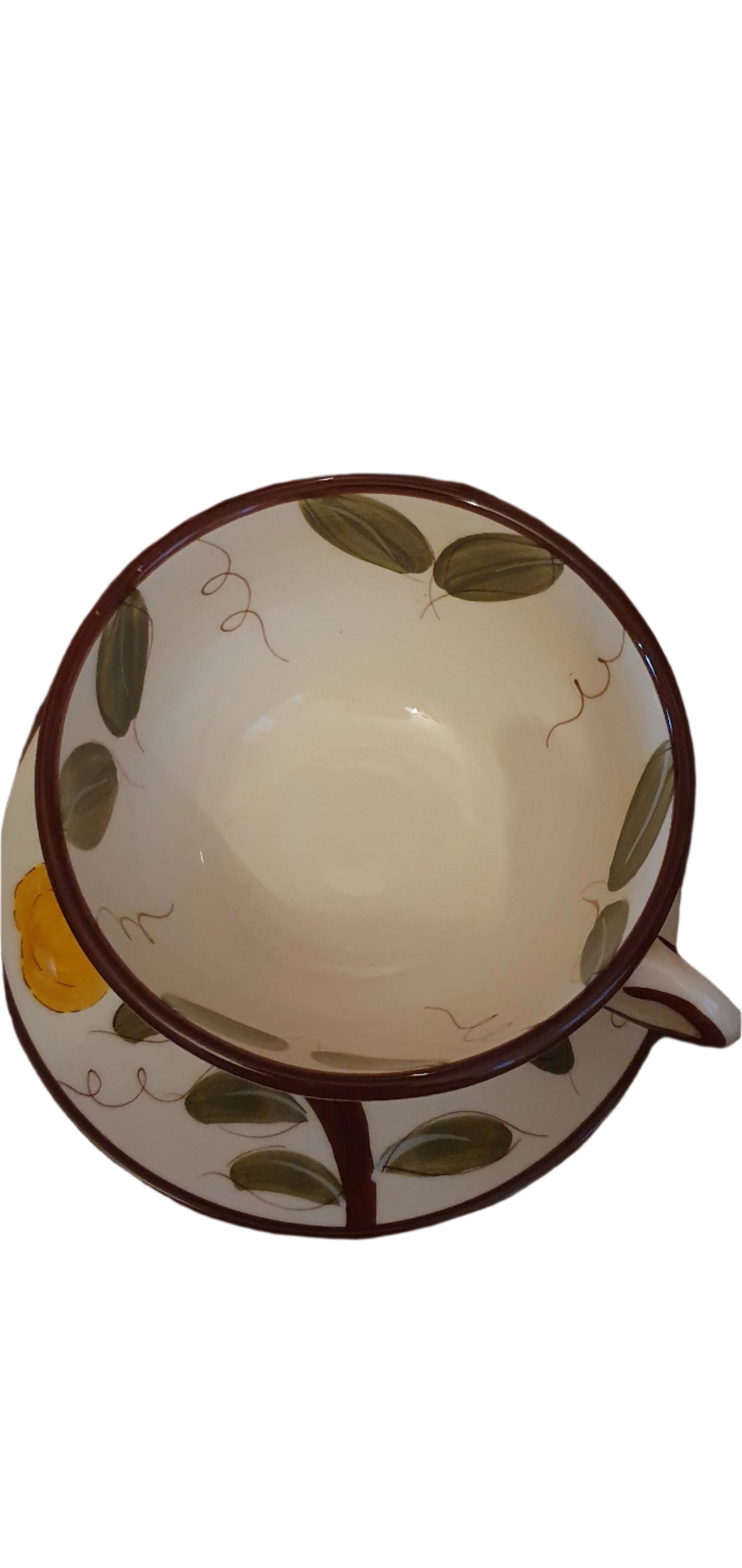 Hand-painted ceramic large bowl with handle - CEFLOR.SL cup - for cozy moments