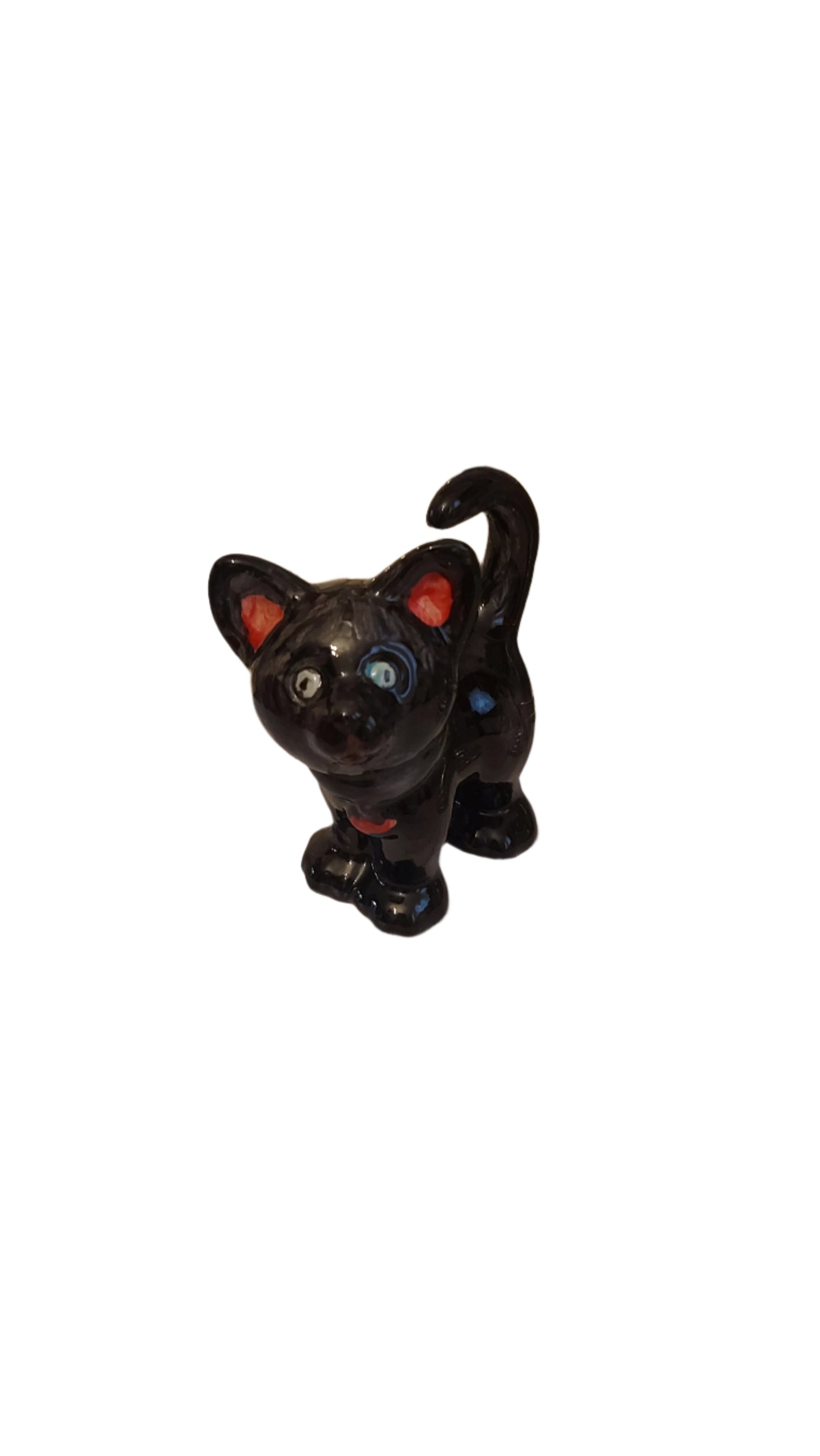 Charming black kitten: Ceramic figurine