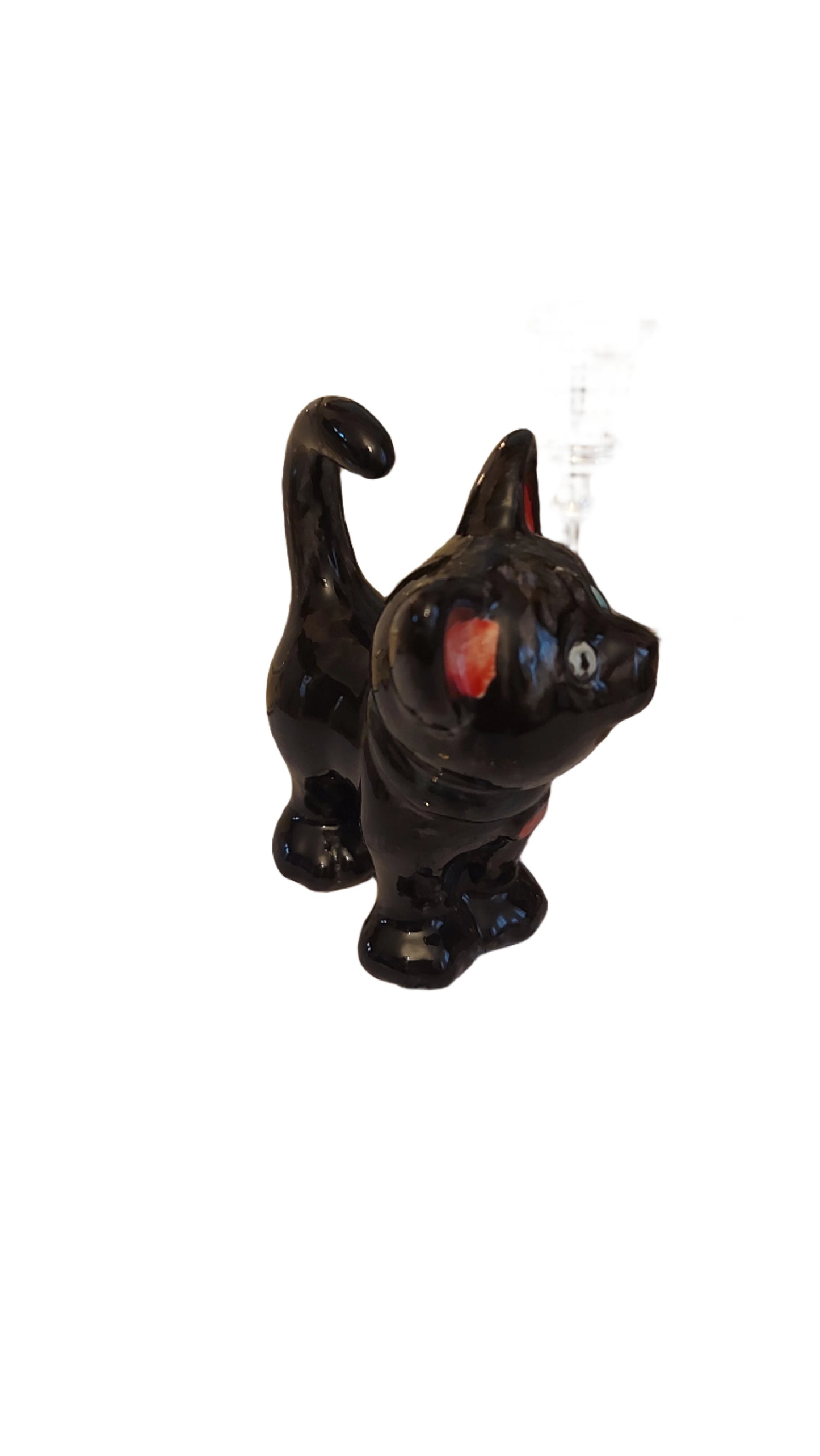 Charming black kitten: Ceramic figurine