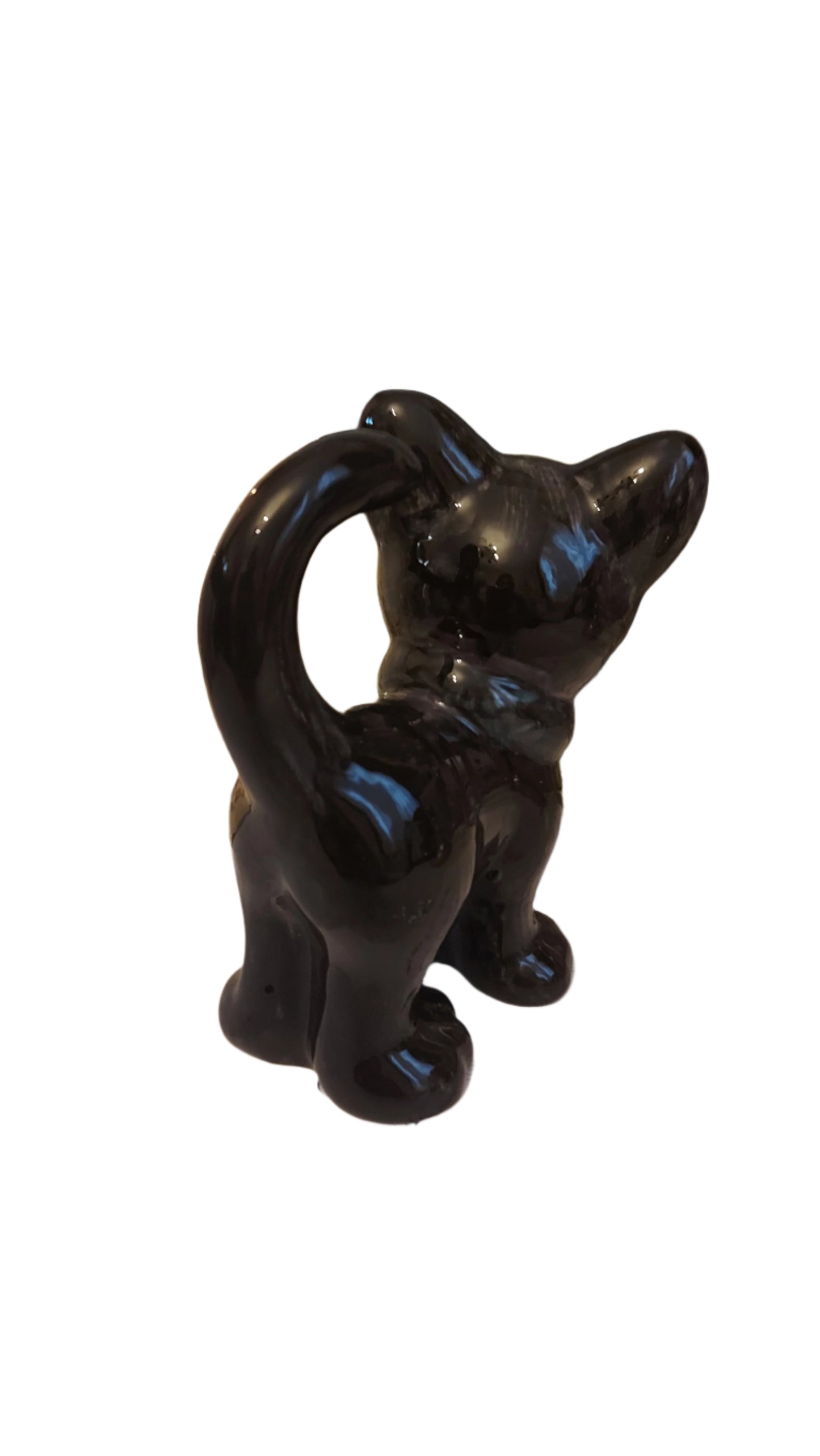 Charming black kitten: Ceramic figurine