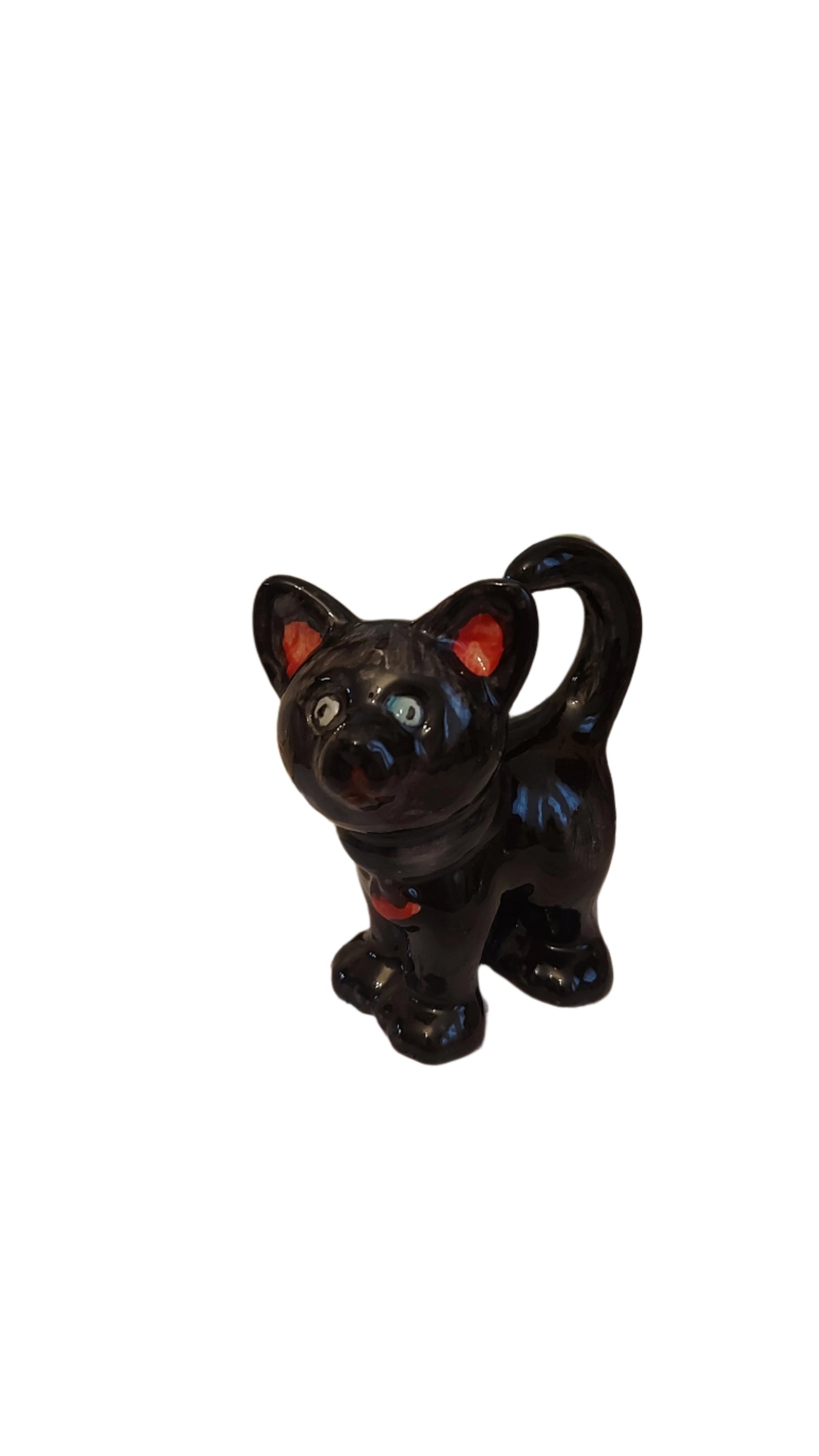 Charming black kitten: Ceramic figurine