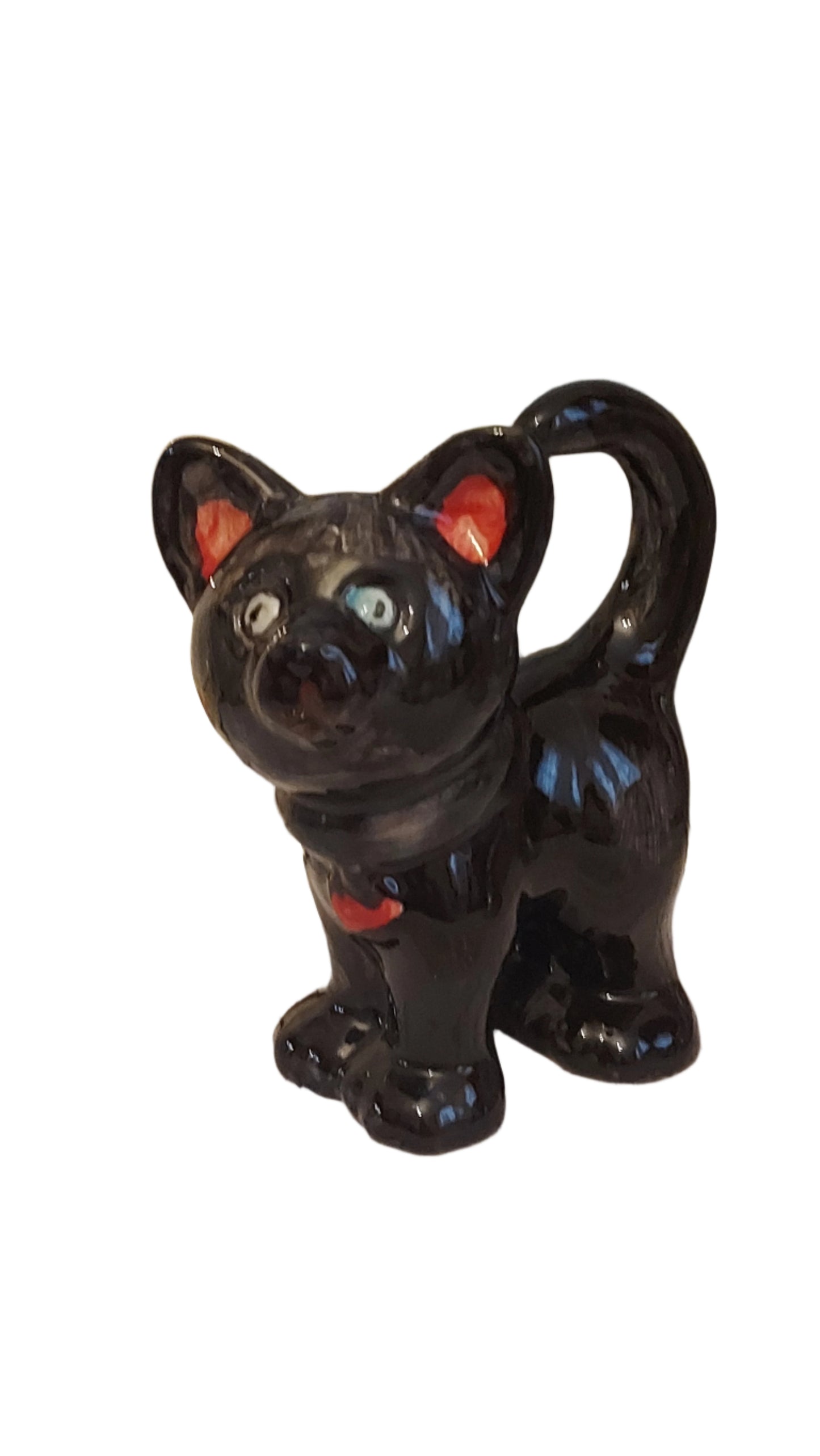 Charming black kitten: Ceramic figurine