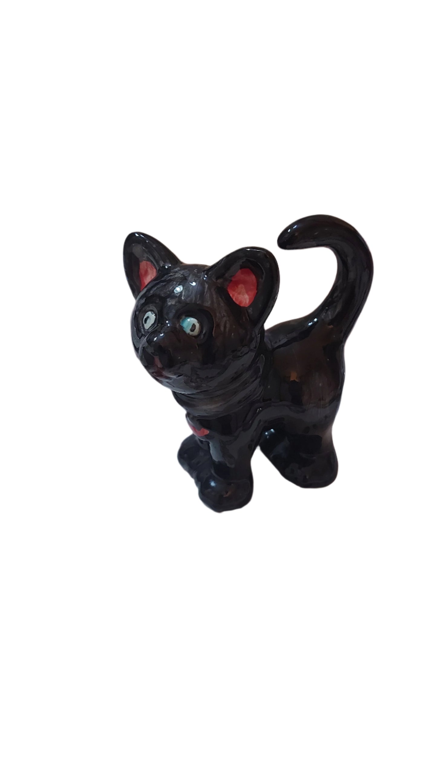Charming black kitten: Ceramic figurine