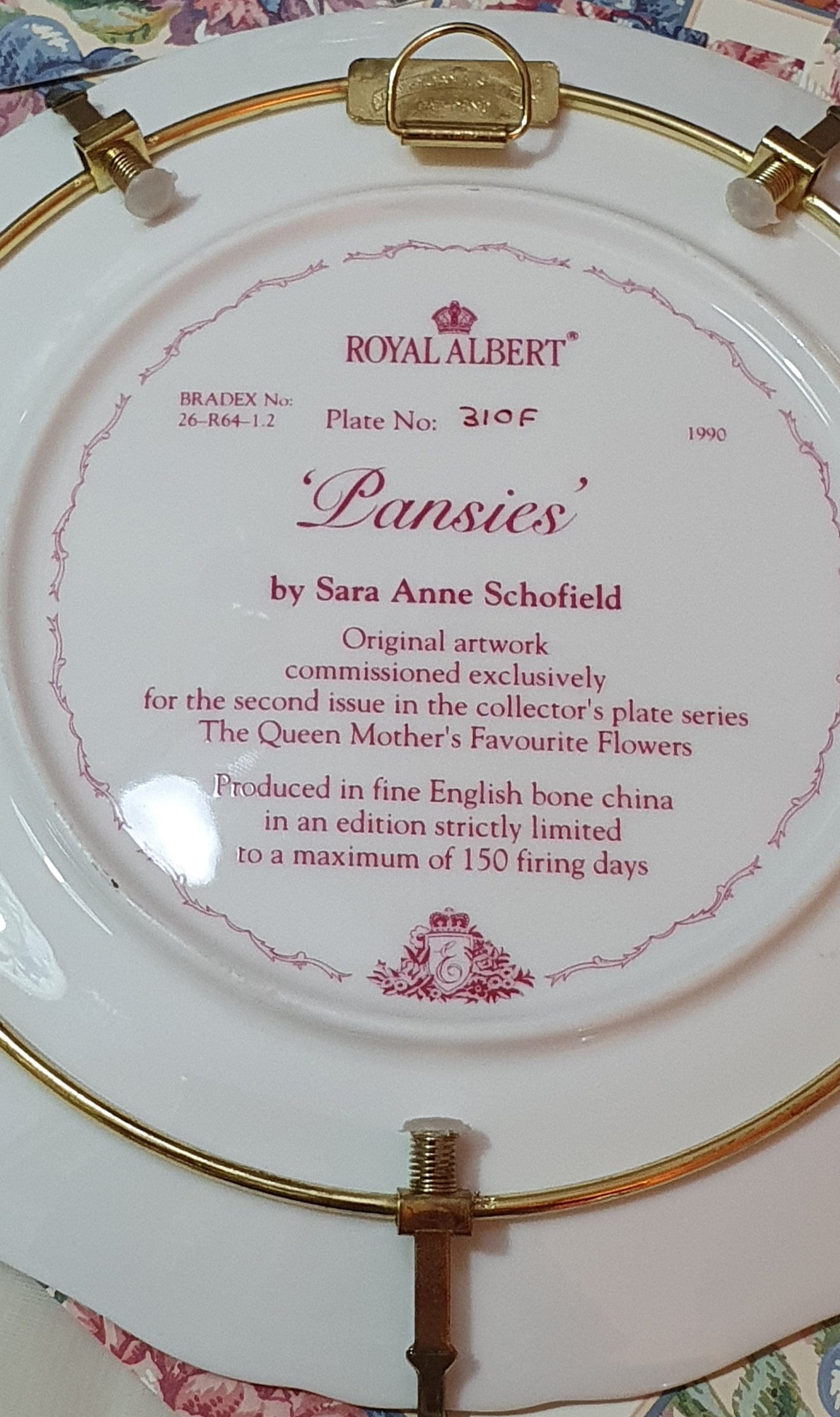 "Pansies" collector's plate from Royal Albert