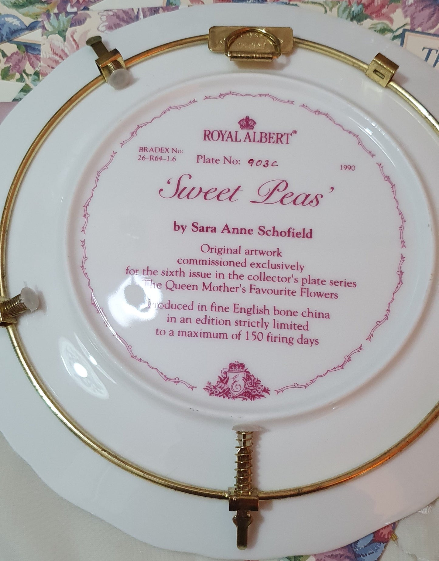 "Sweet Peas" collector's plate from Royal Albert