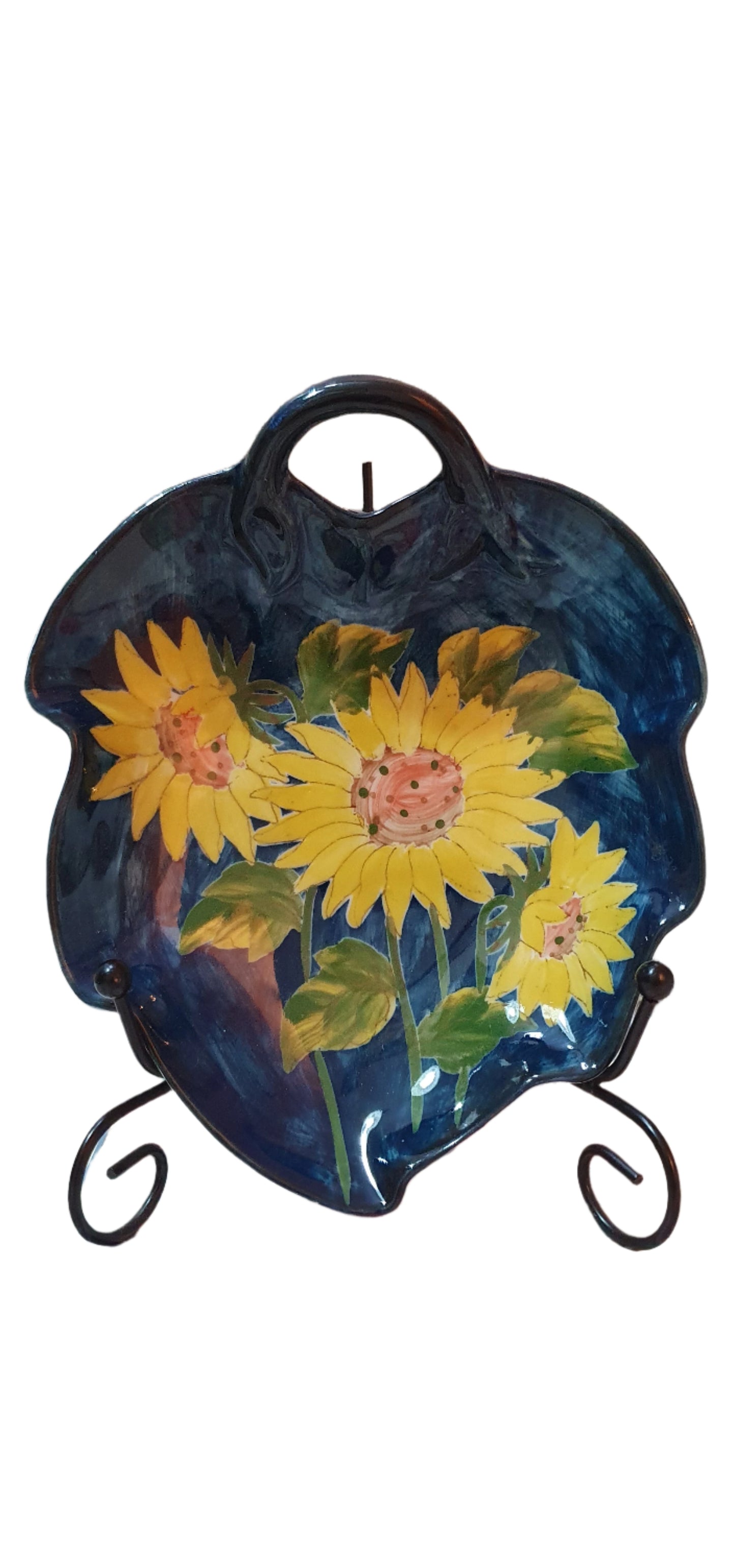 Hand painted plate with sunflowers - a ray of sunshine for your home