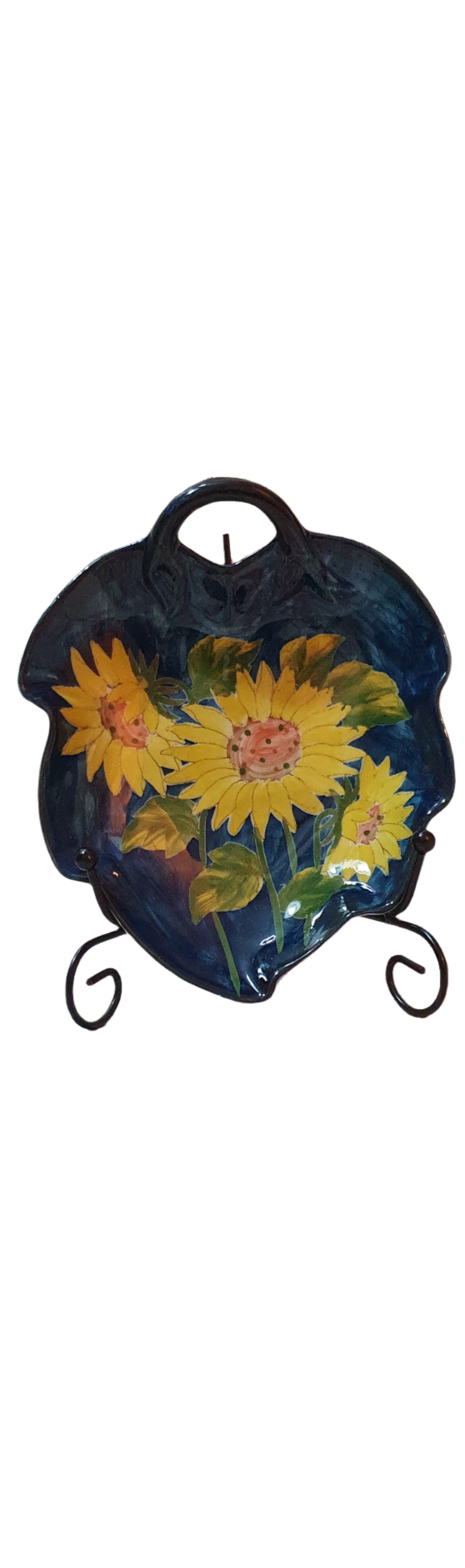 Hand painted plate with sunflowers - a ray of sunshine for your home