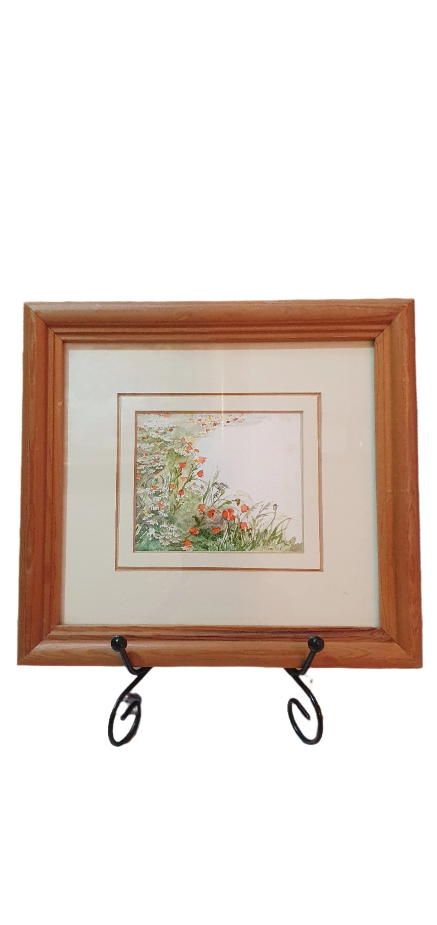 Landscape painting with red poppies
