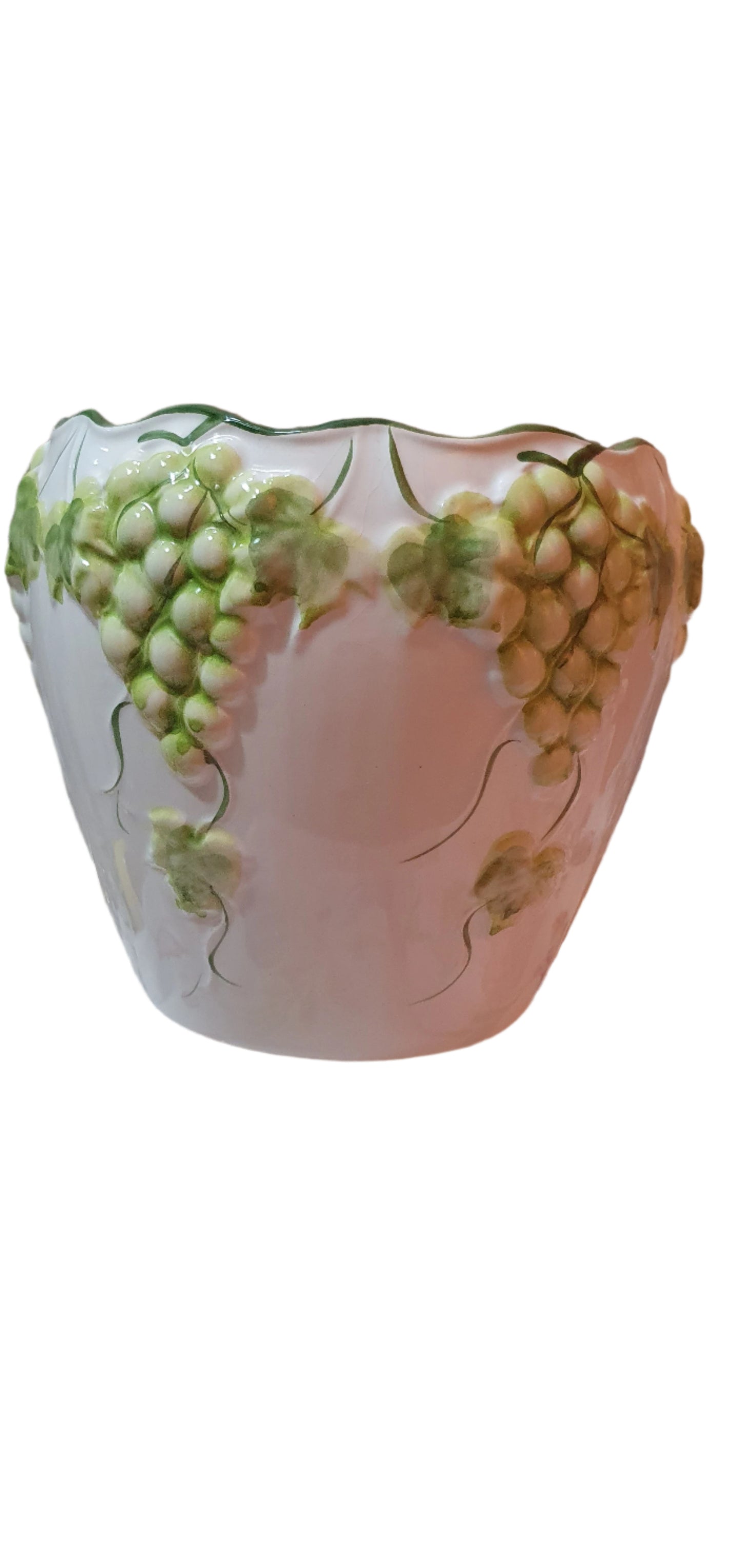 Ceramic flower pot with embossed clusters