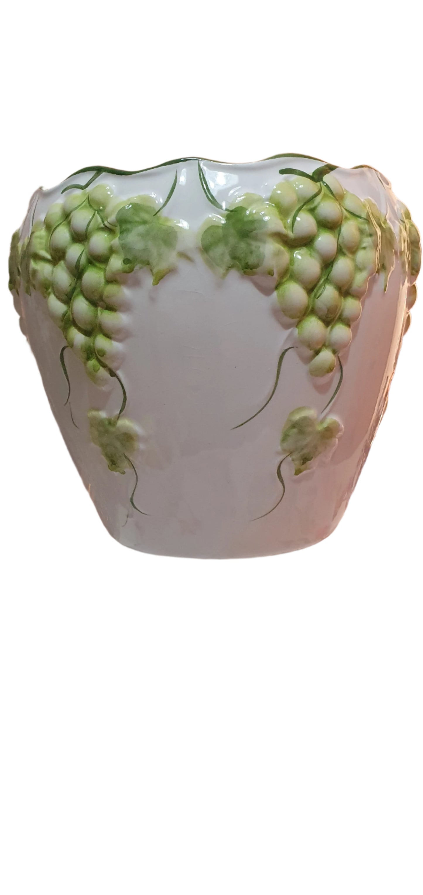Ceramic flower pot with embossed clusters