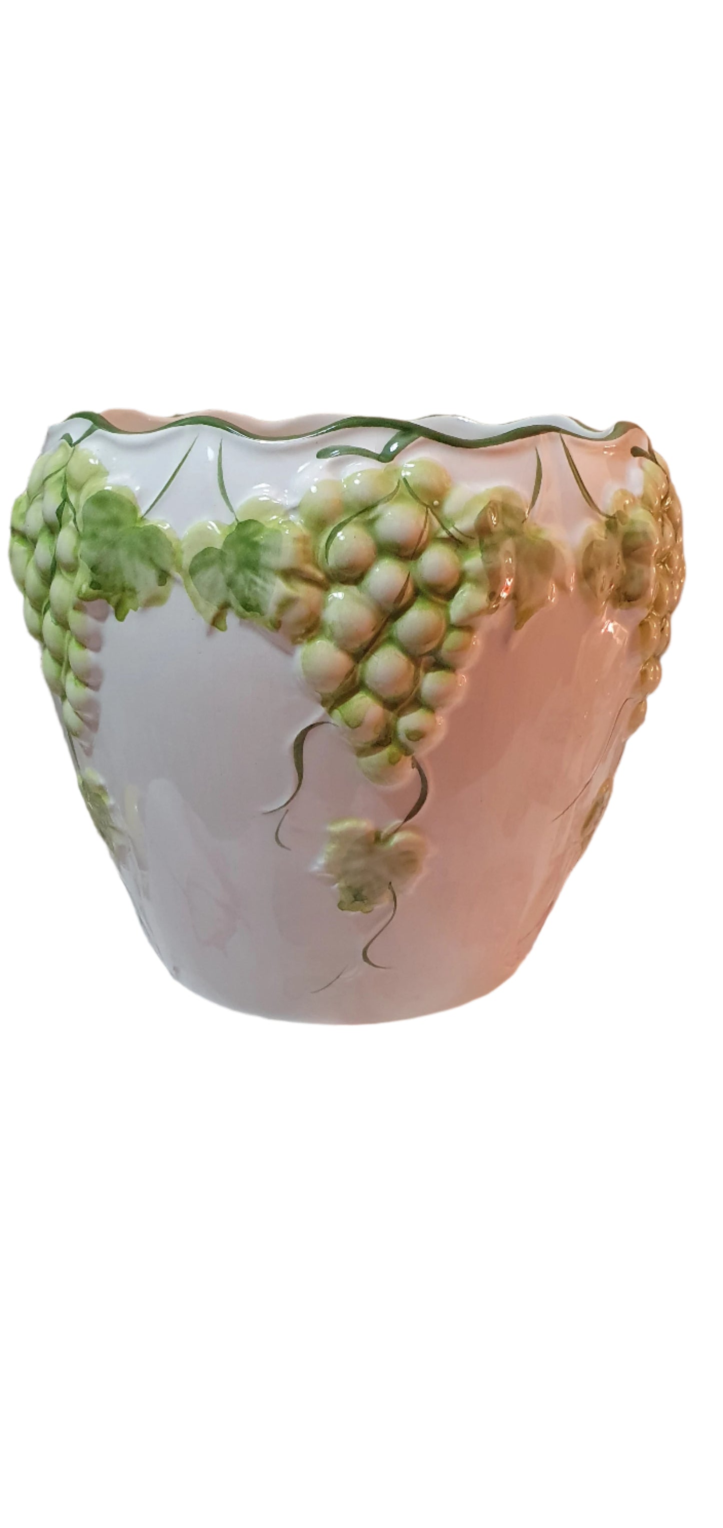 Ceramic flower pot with embossed clusters