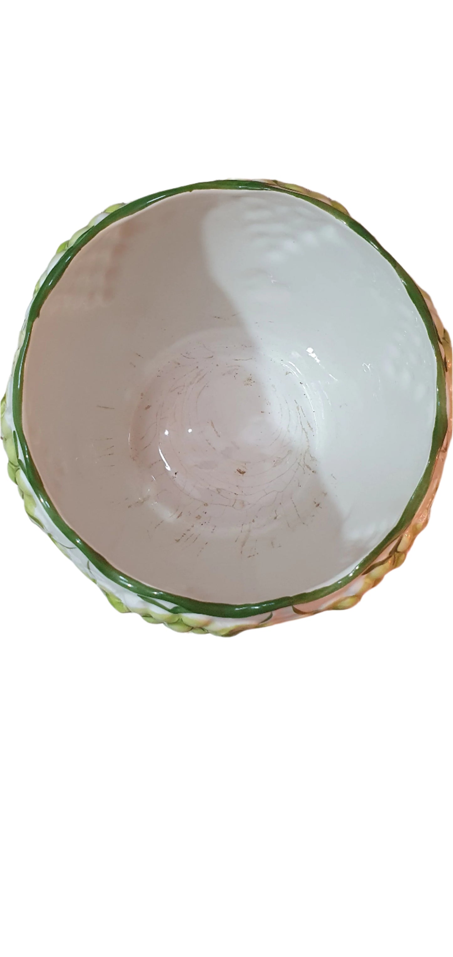 Ceramic flower pot with embossed clusters