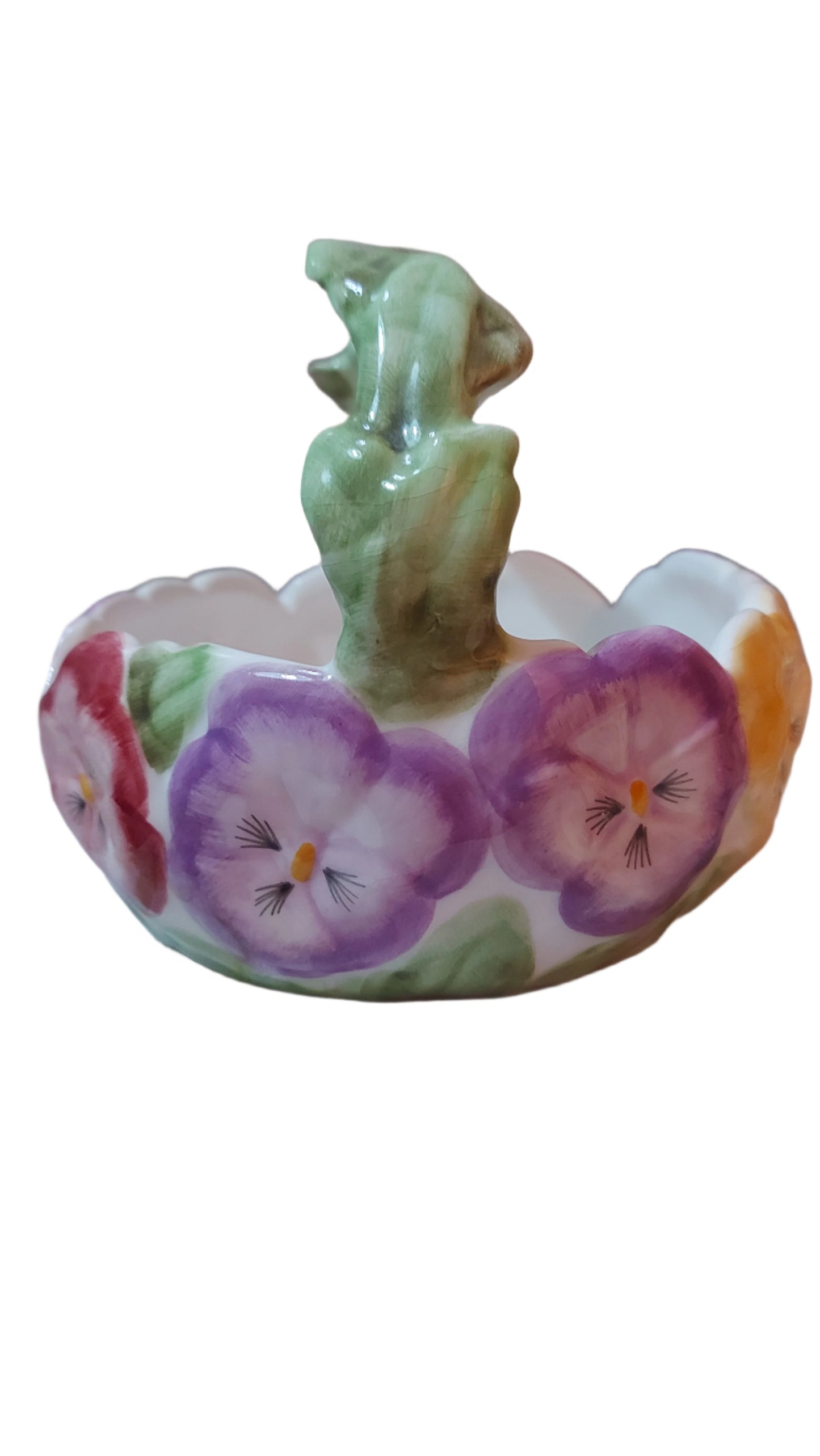 Ceramic basket with pansies by Pansy Fine Ceramics