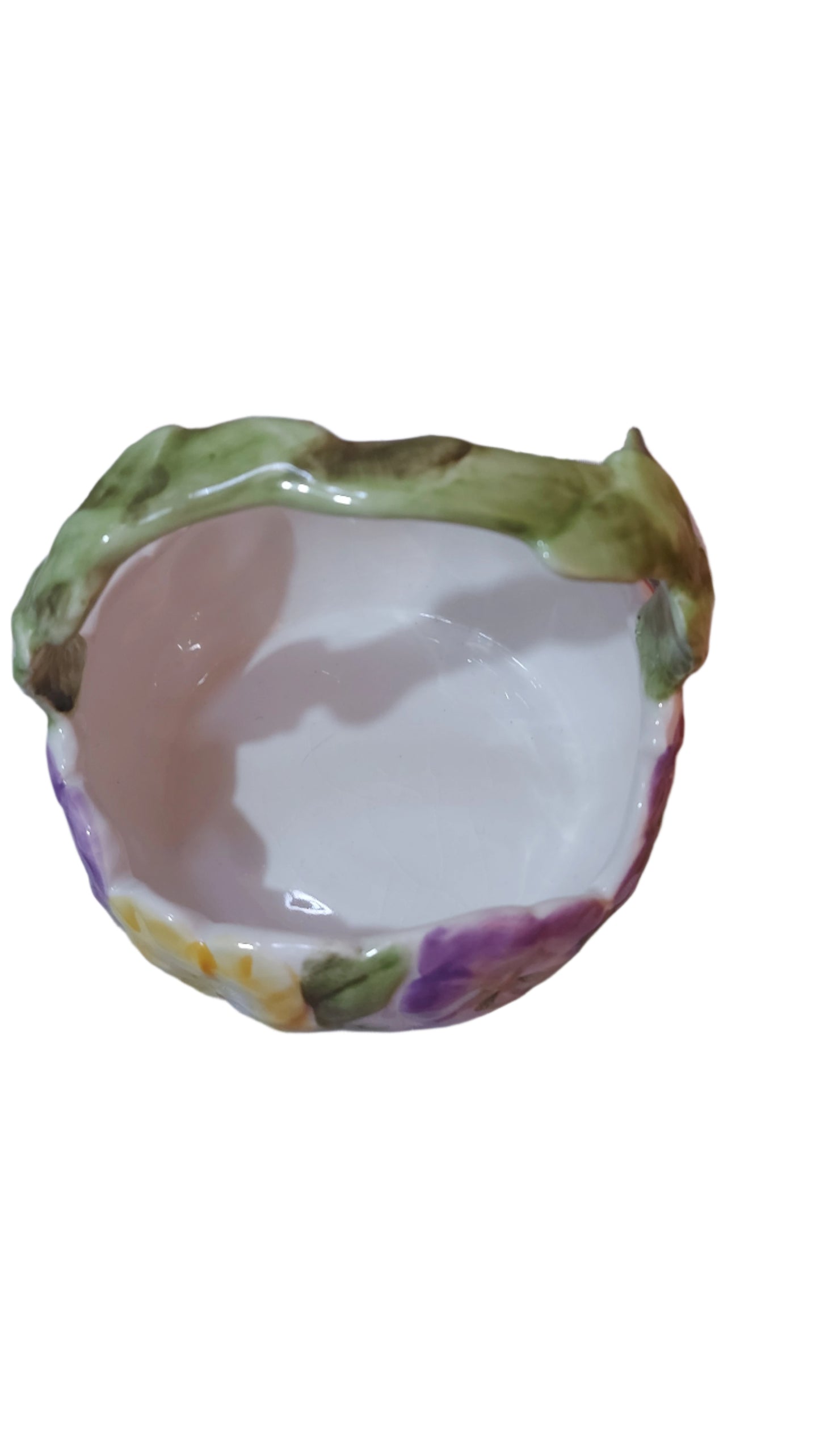 Ceramic basket with pansies by Pansy Fine Ceramics