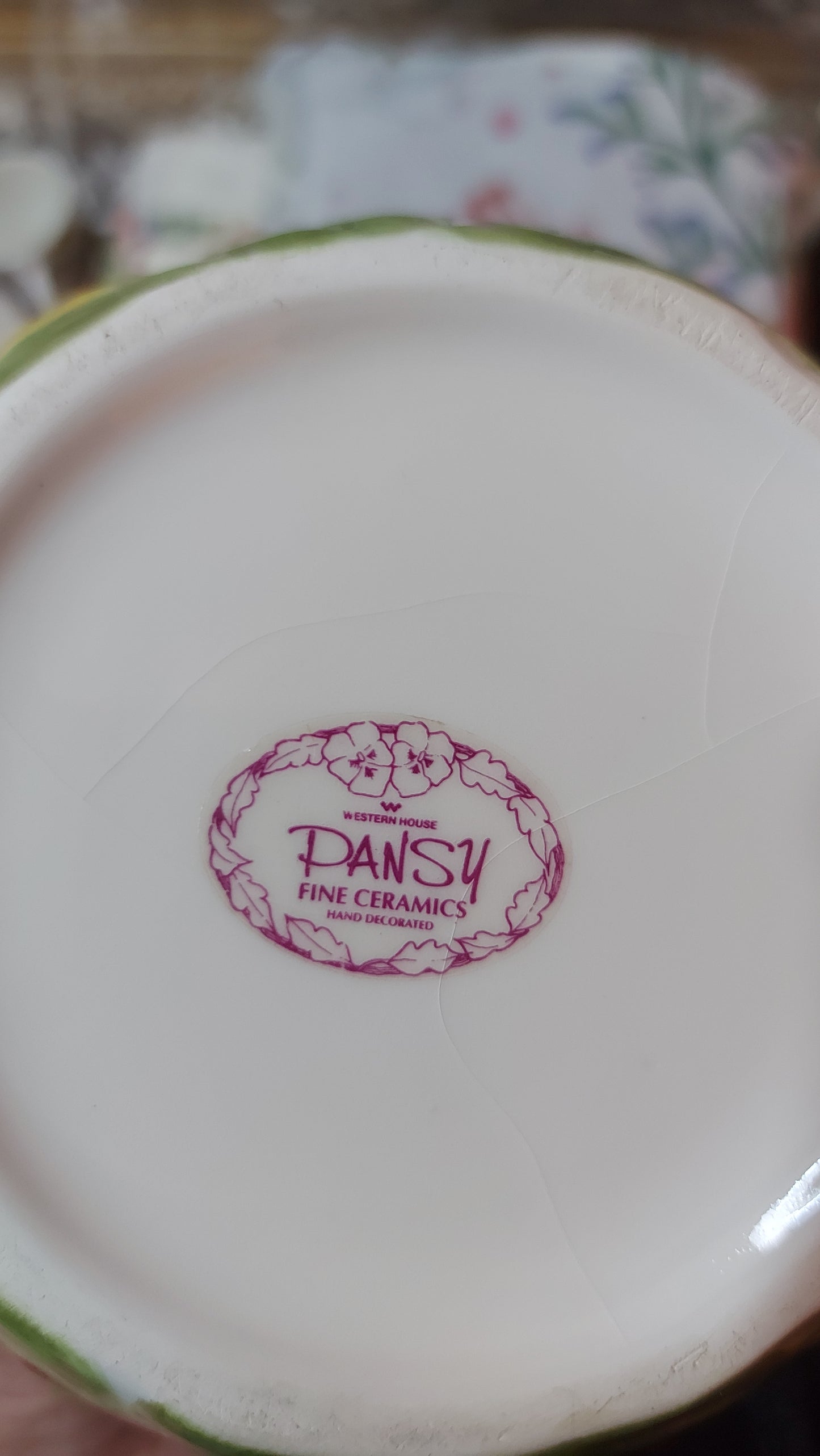 Ceramic basket with pansies by Pansy Fine Ceramics