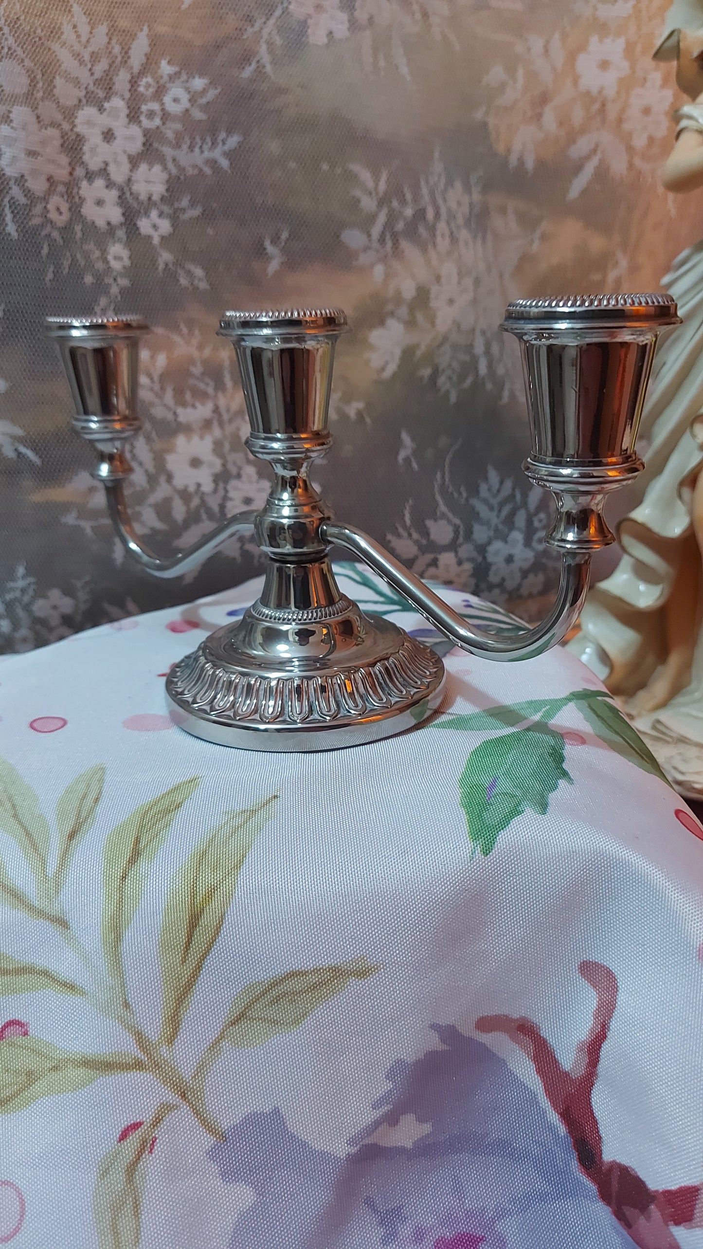 Vintage silver-plated candlestick with three arms