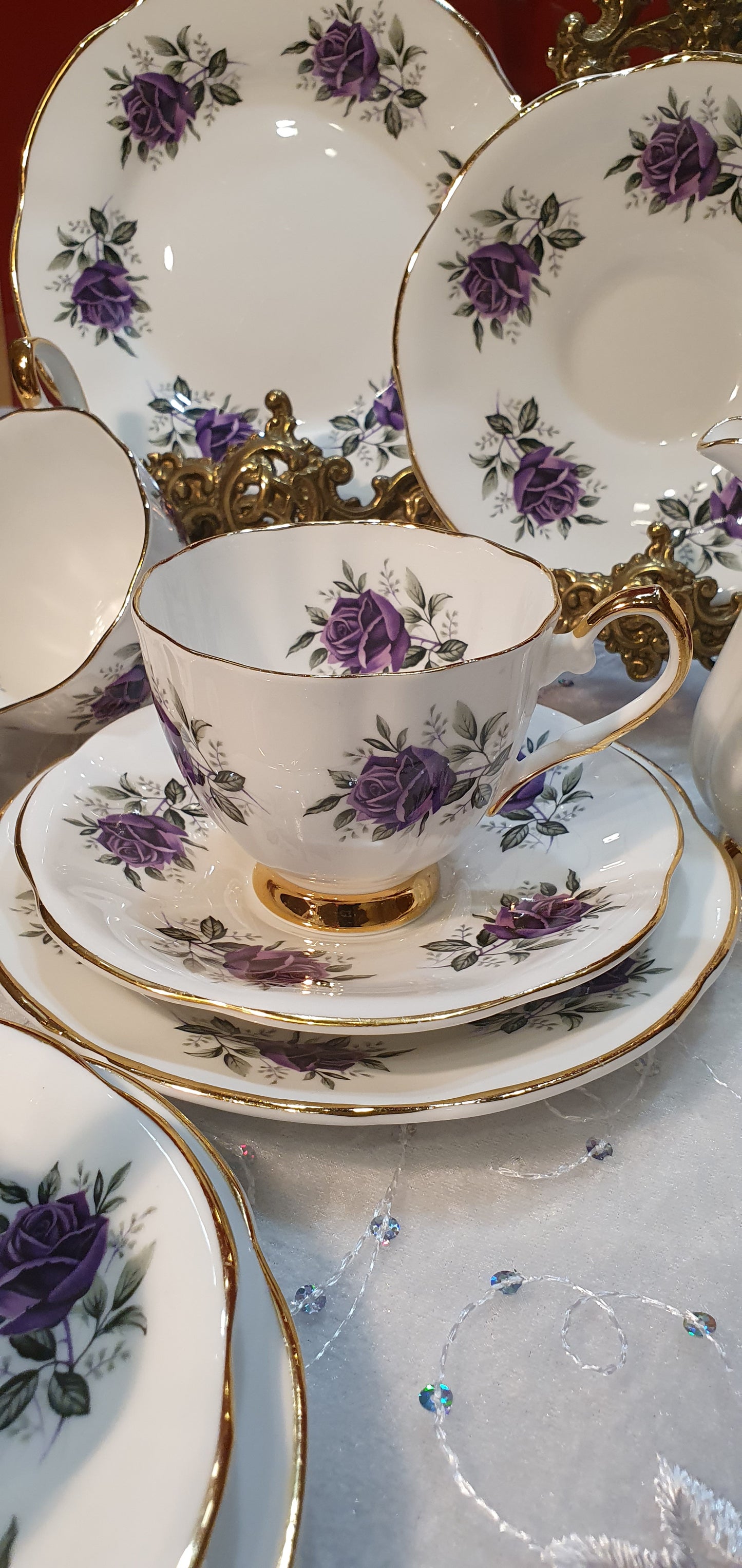 3 pieces of Clare sets with gorgeous violet roses