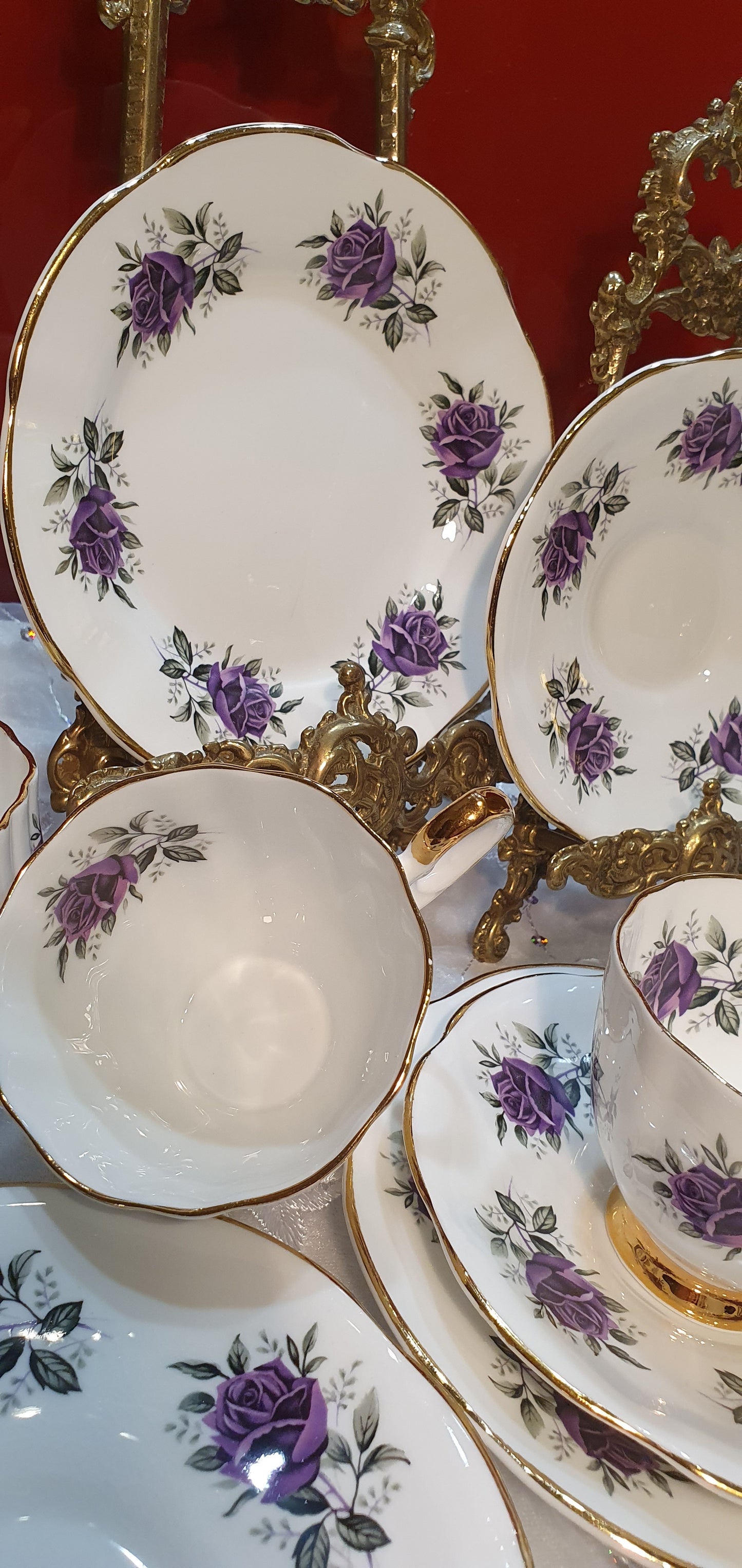 3 pieces of Clare sets with gorgeous violet roses