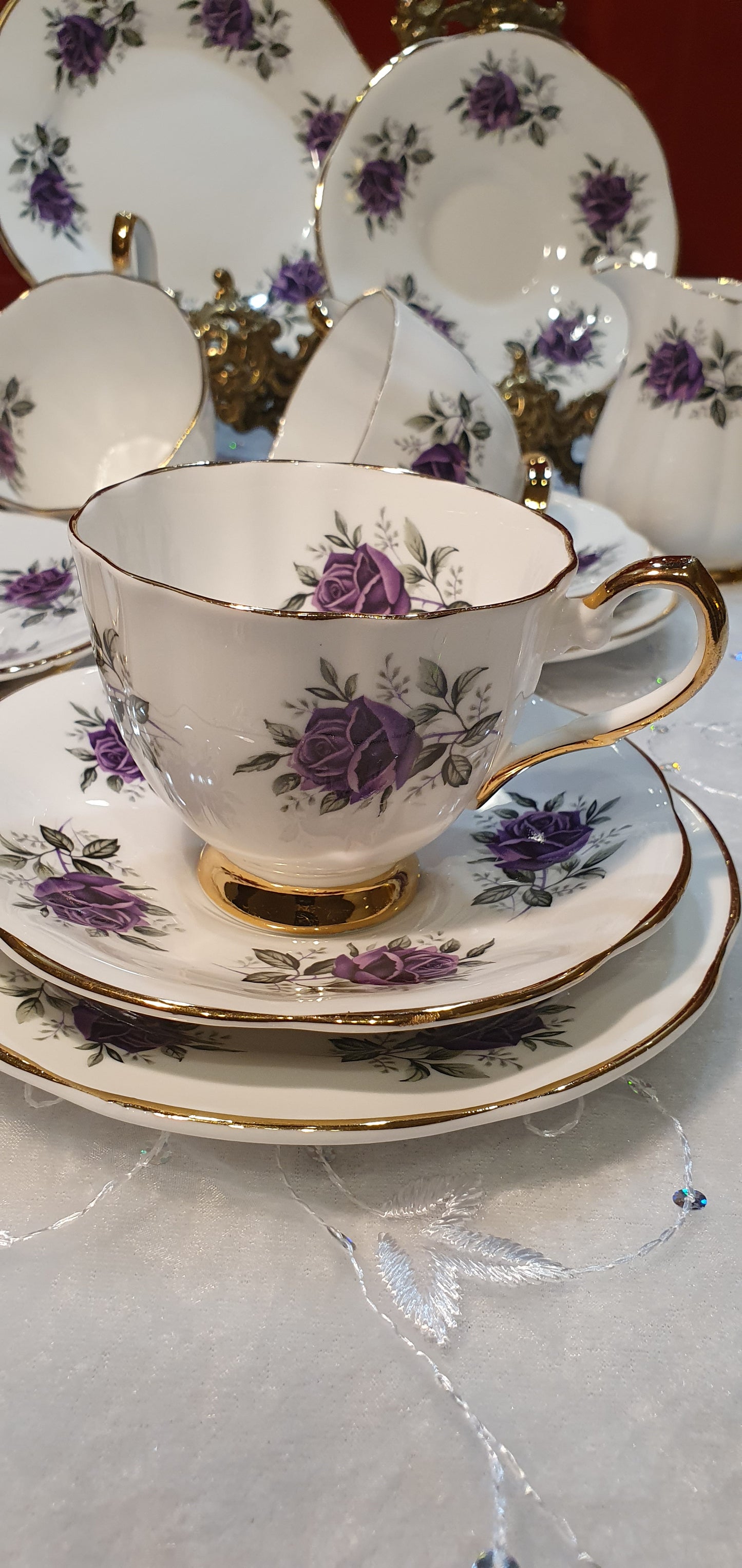 3 pieces of Clare sets with gorgeous violet roses