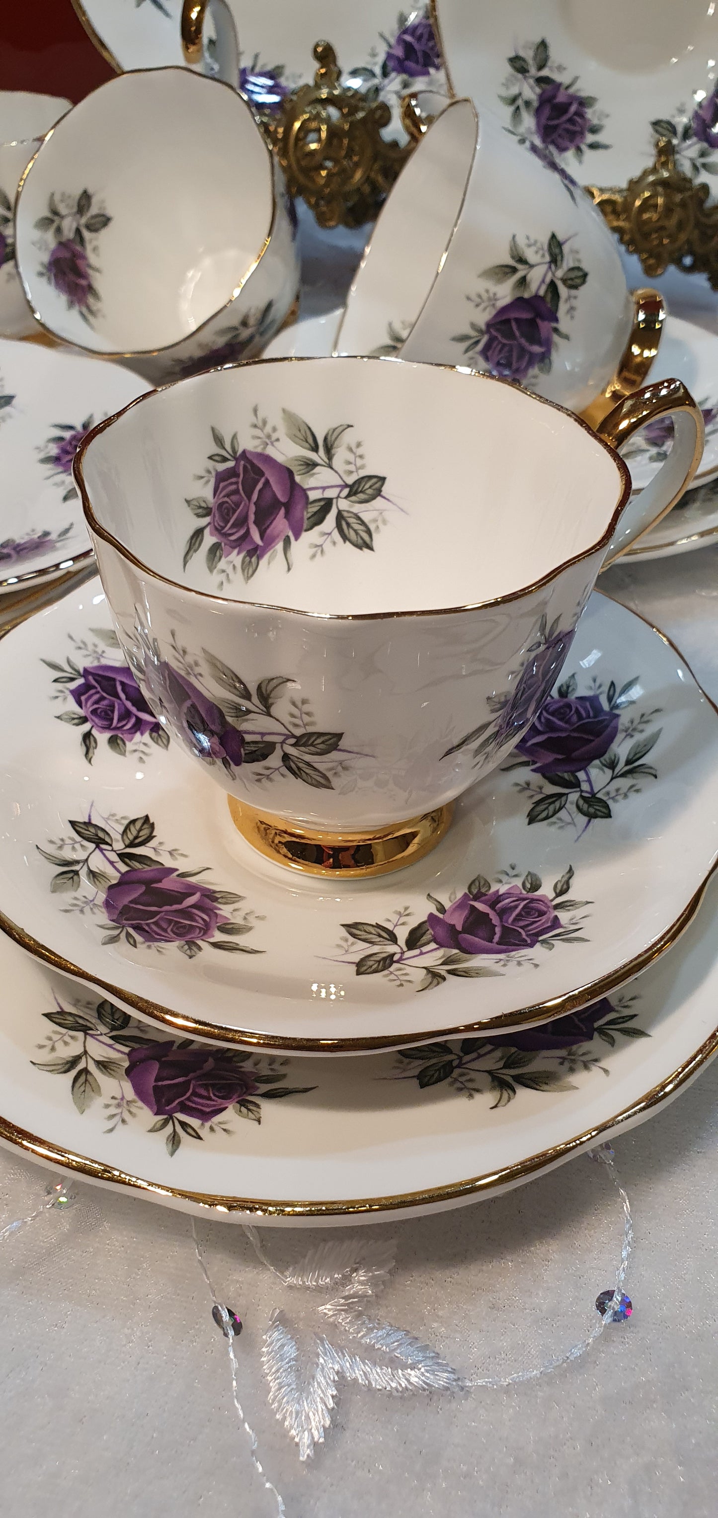 3 pieces of Clare sets with gorgeous violet roses