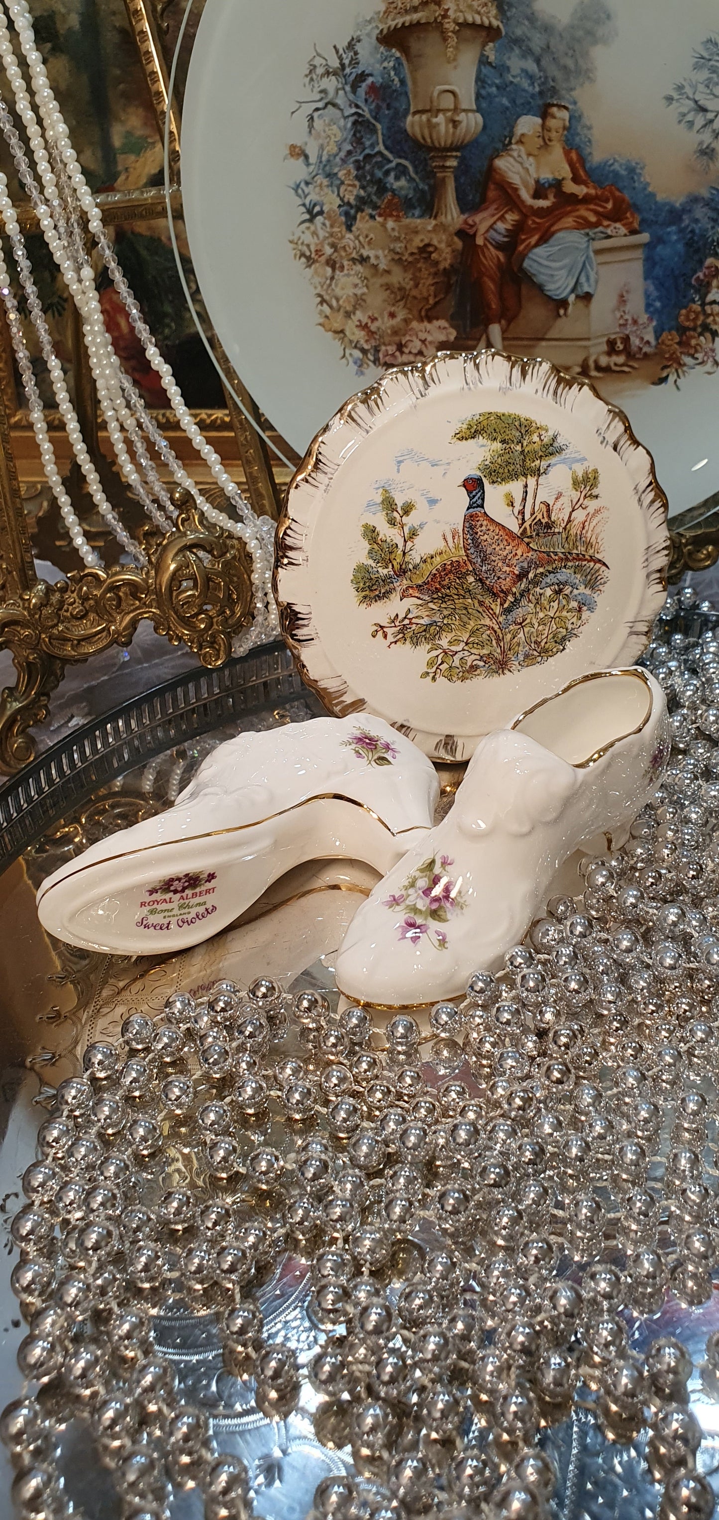 Elegant decorative porcelain shoes by Royal Albert