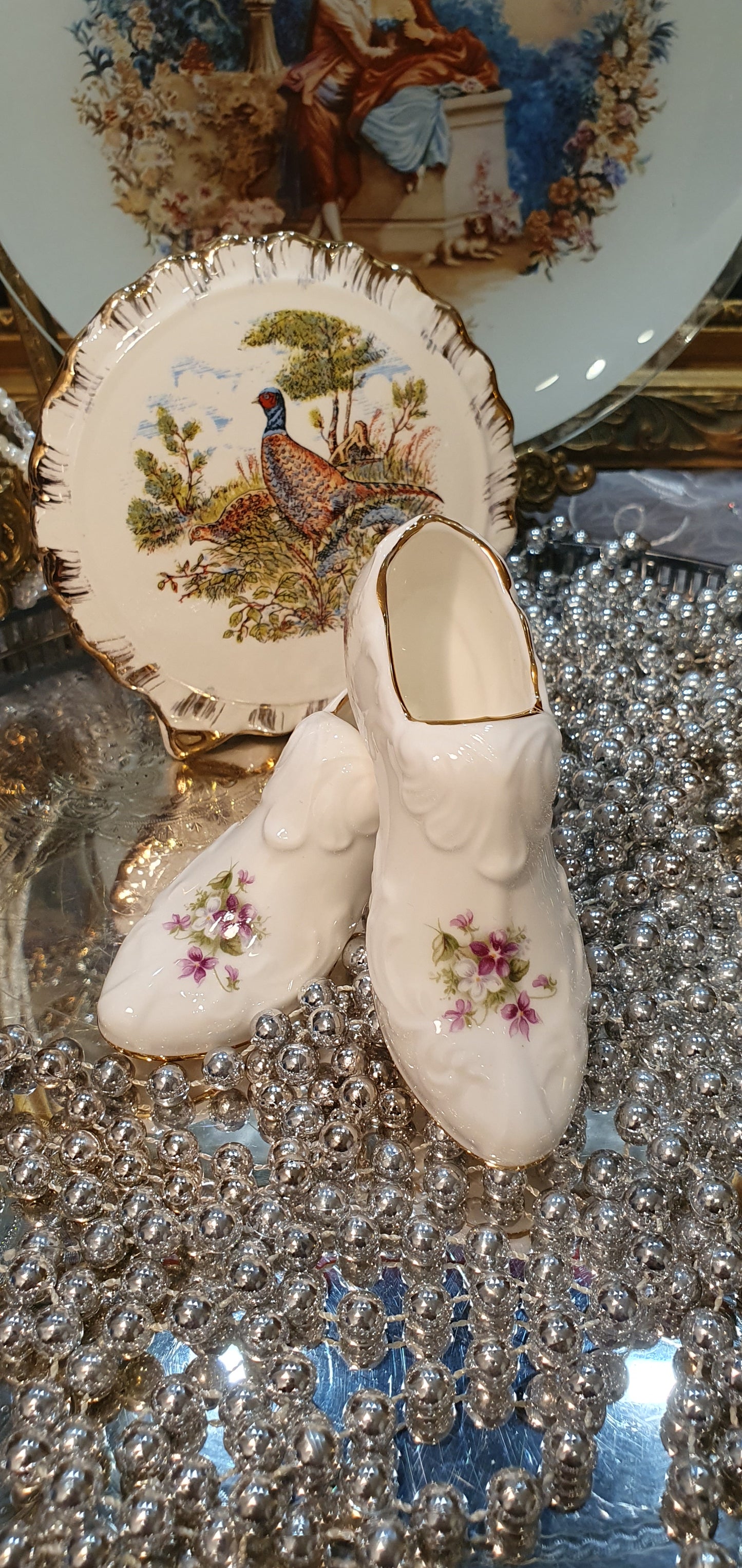 Elegant decorative porcelain shoes by Royal Albert