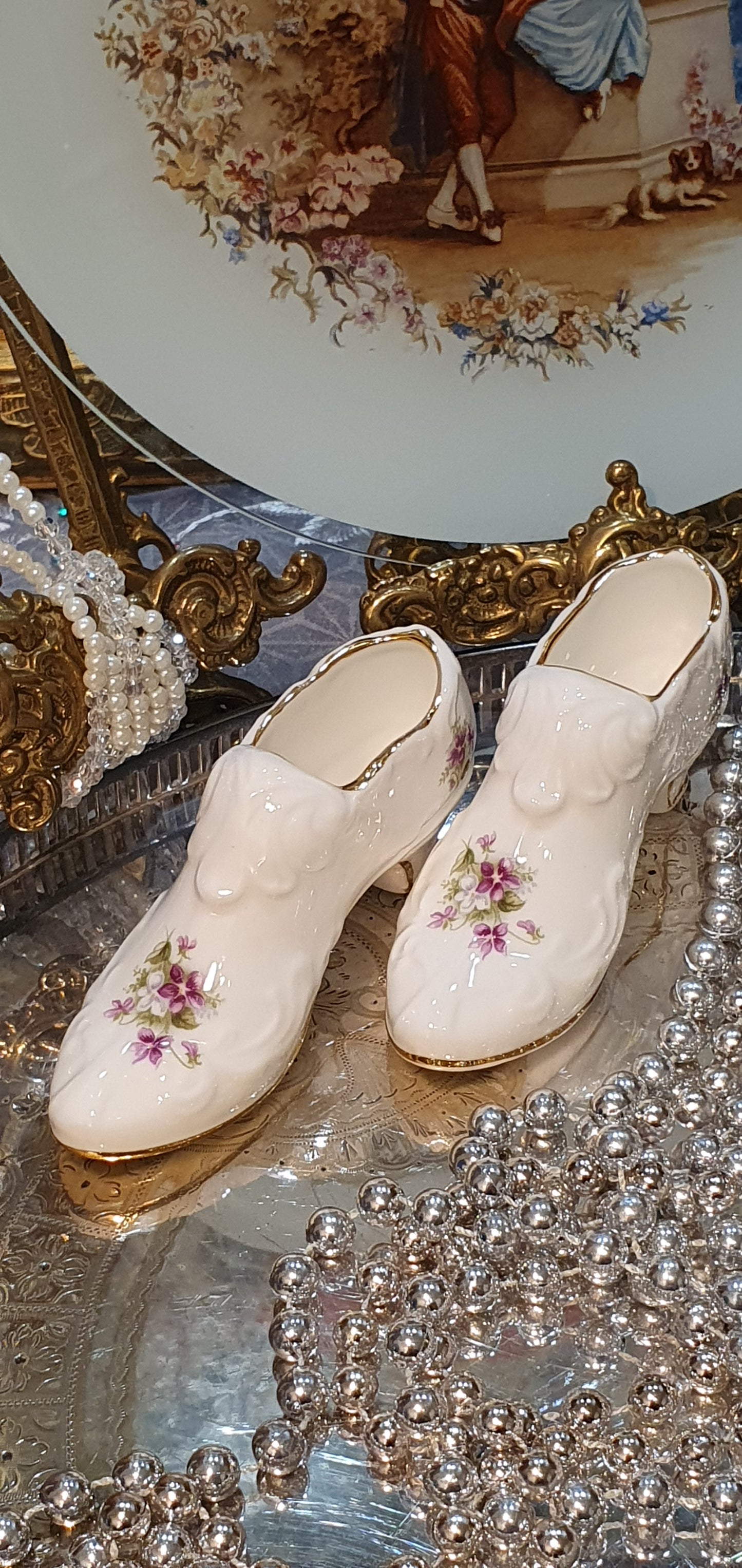 Elegant decorative porcelain shoes by Royal Albert