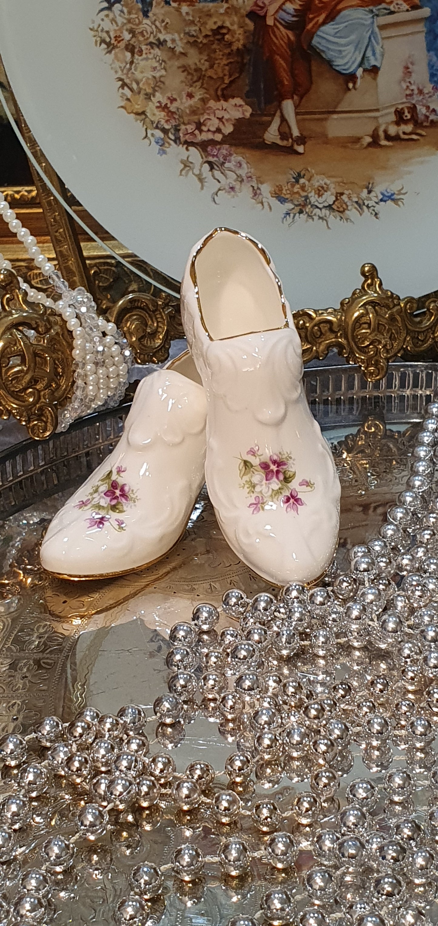 Elegant decorative porcelain shoes by Royal Albert