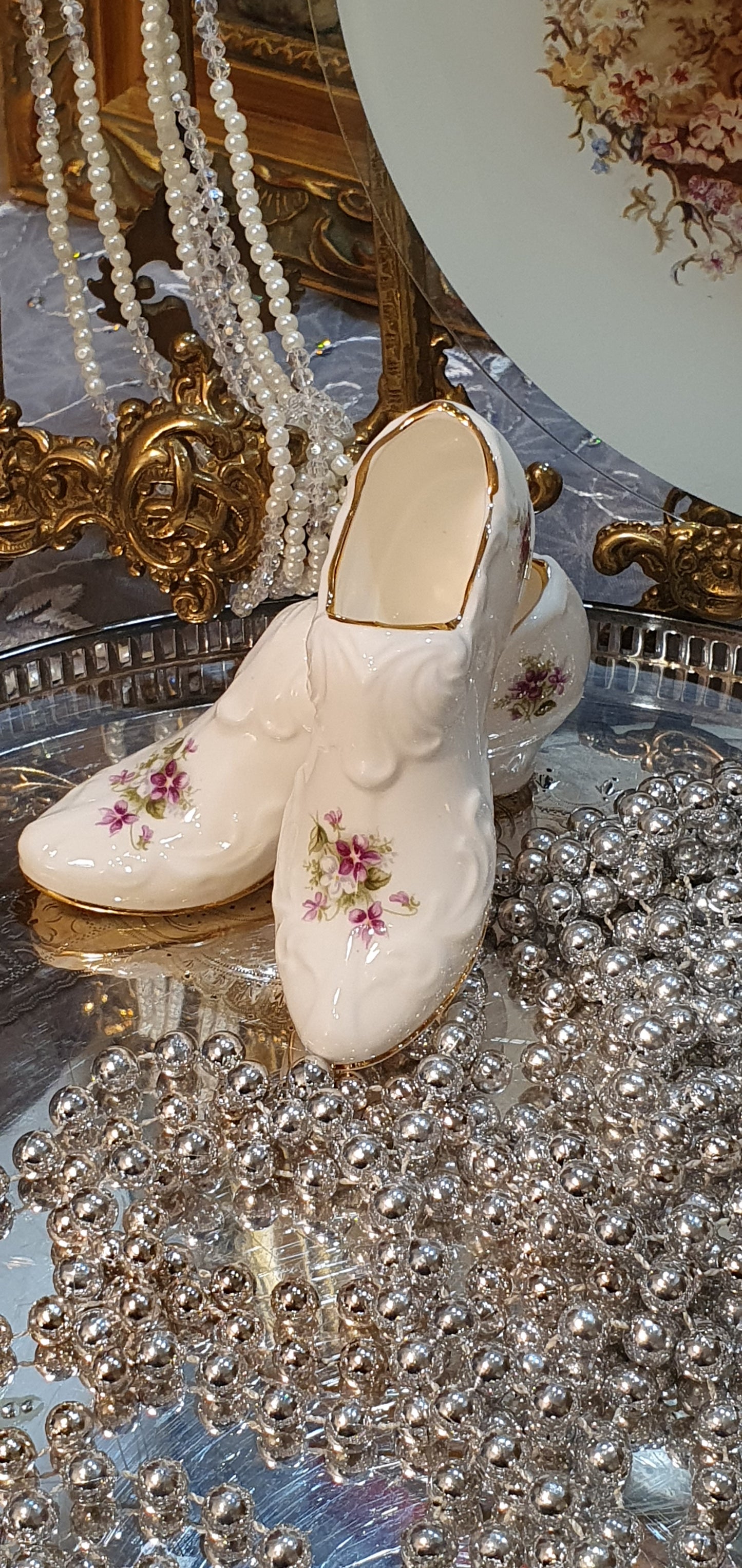 Elegant decorative porcelain shoes by Royal Albert
