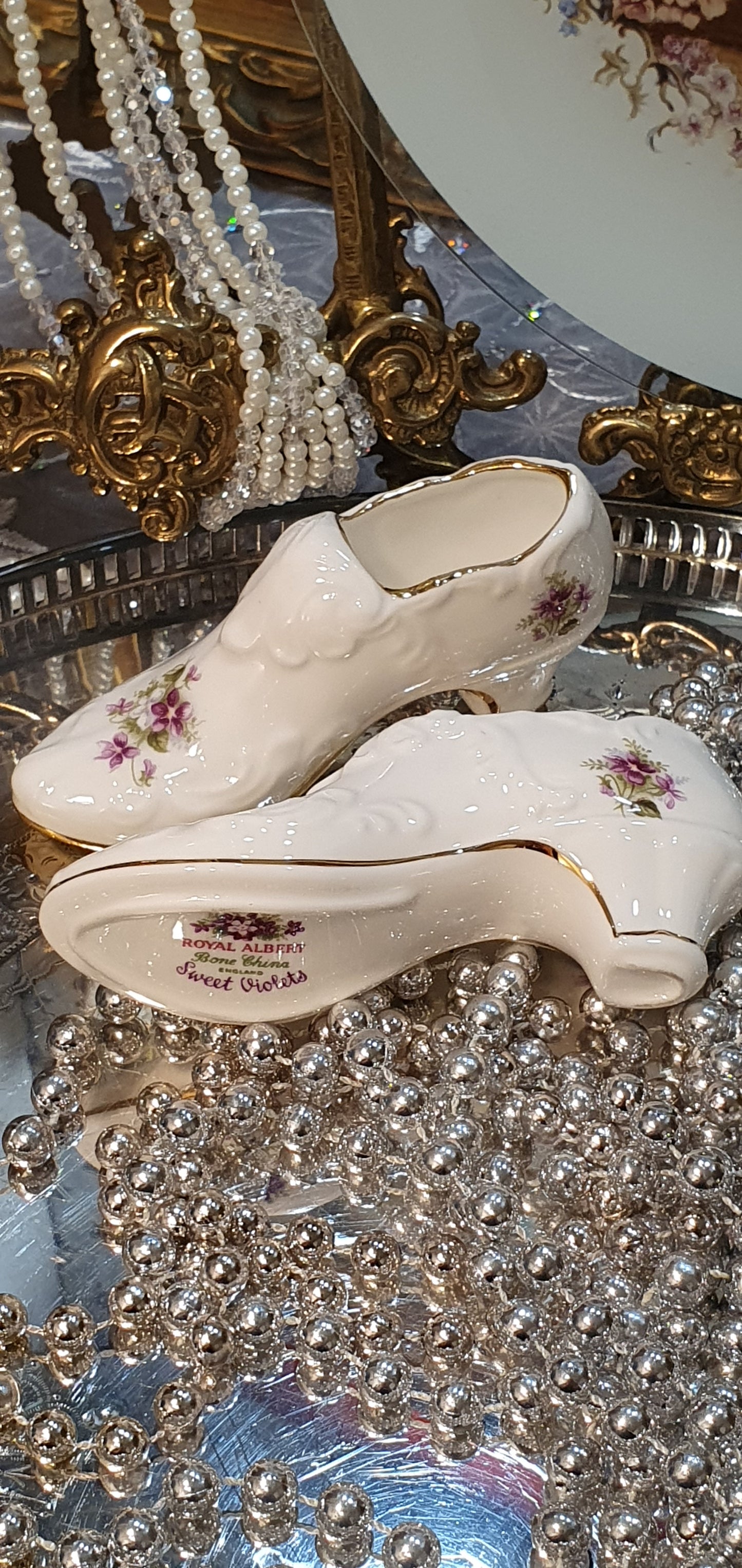 Elegant decorative porcelain shoes by Royal Albert