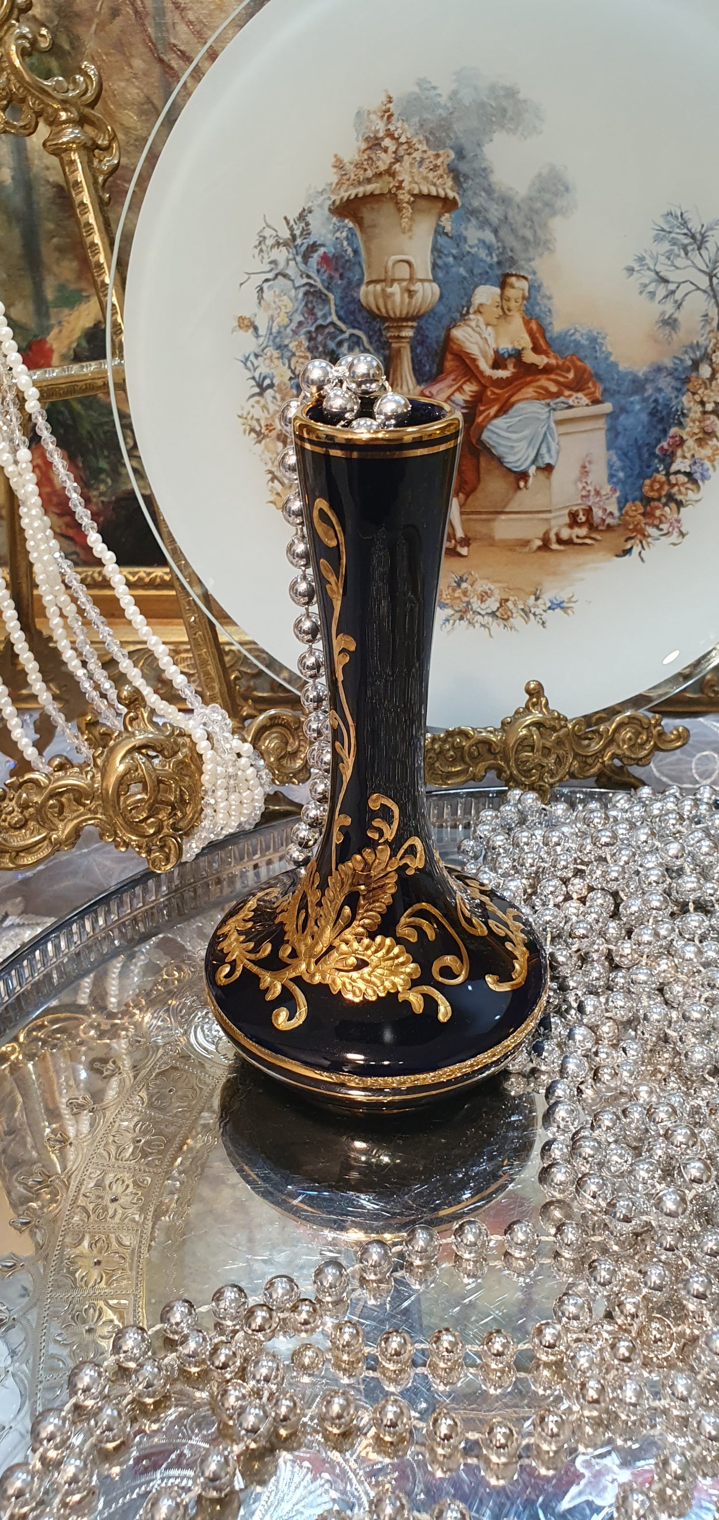 Handmade Greek vase with 24K gold