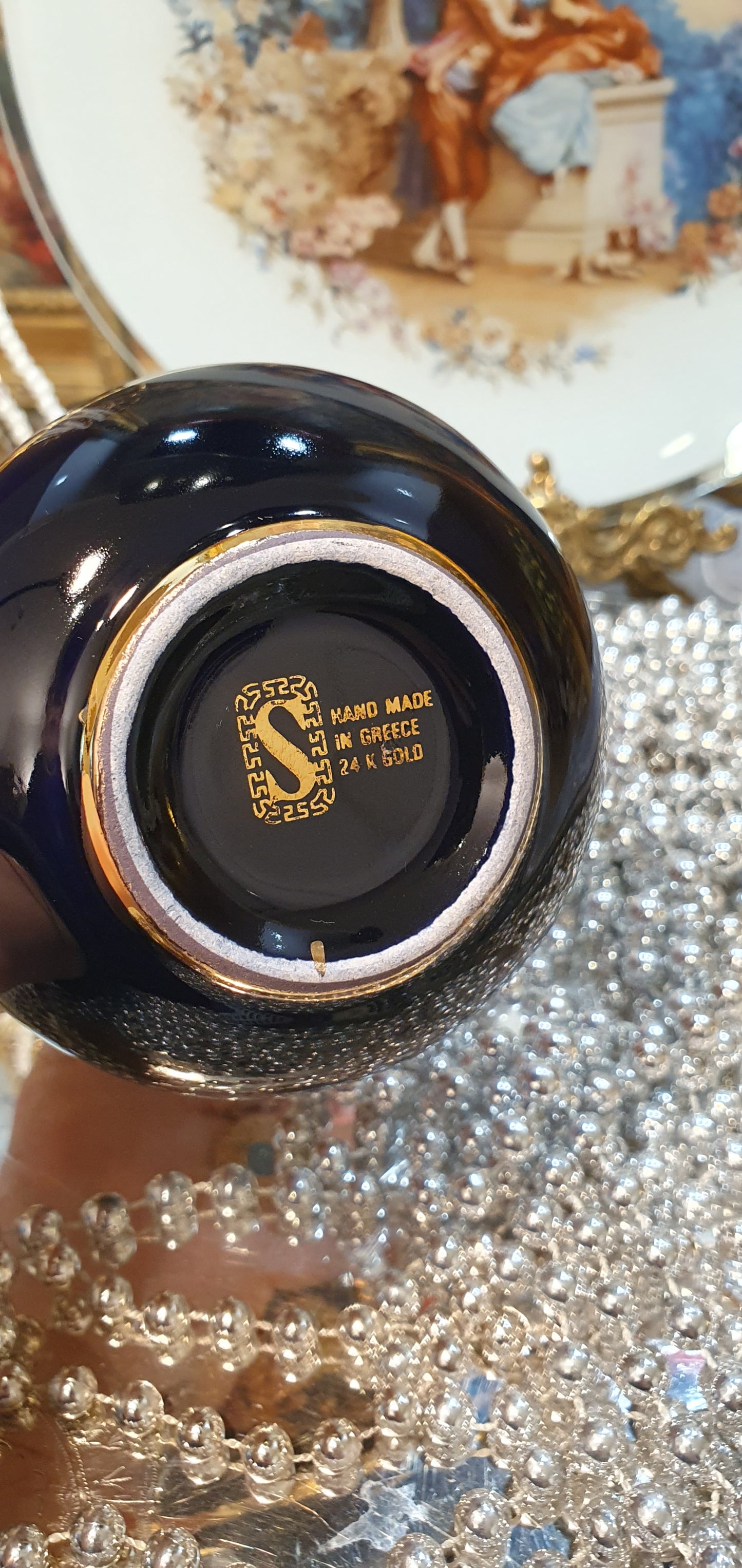Handmade Greek vase with 24K gold