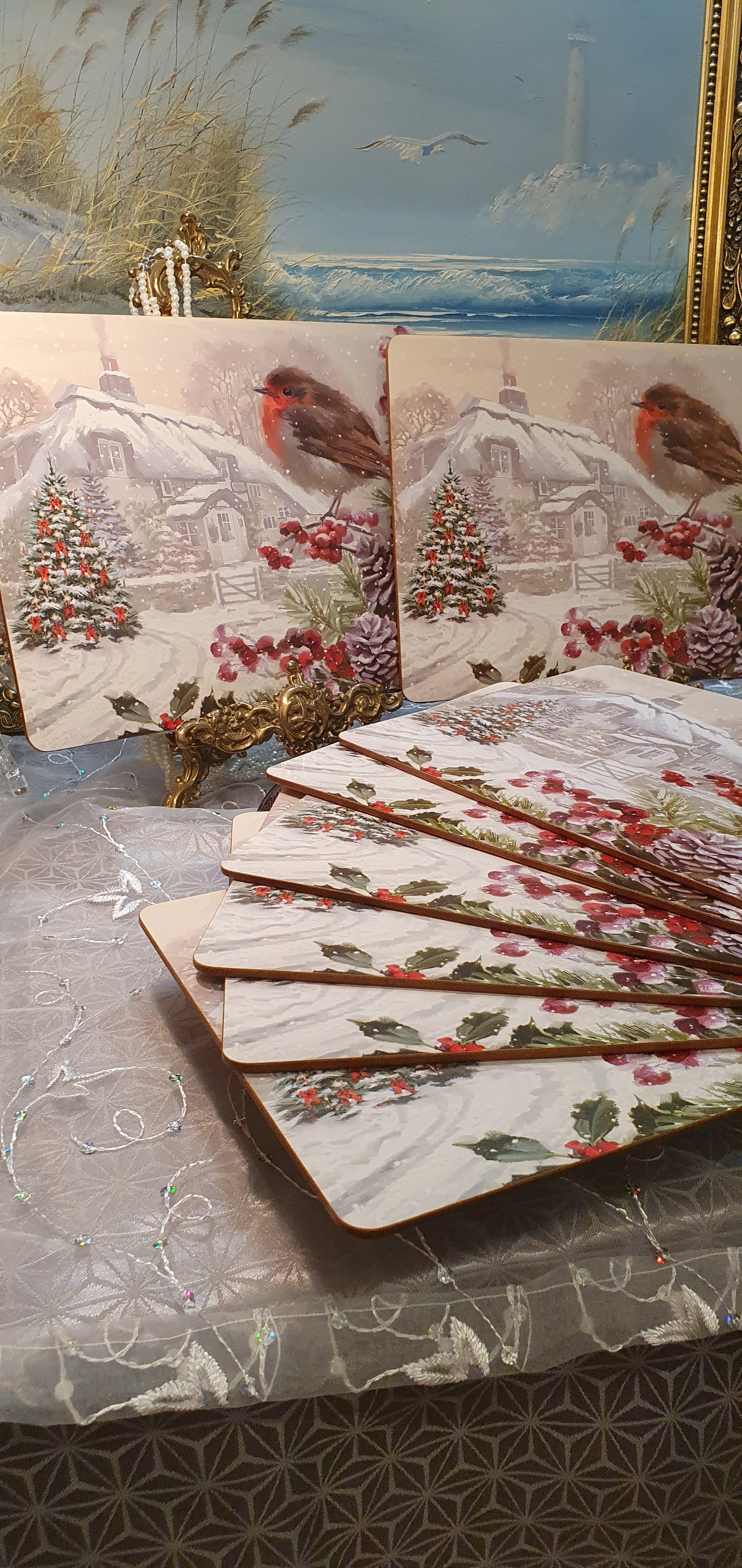 Set of eight winter placemats