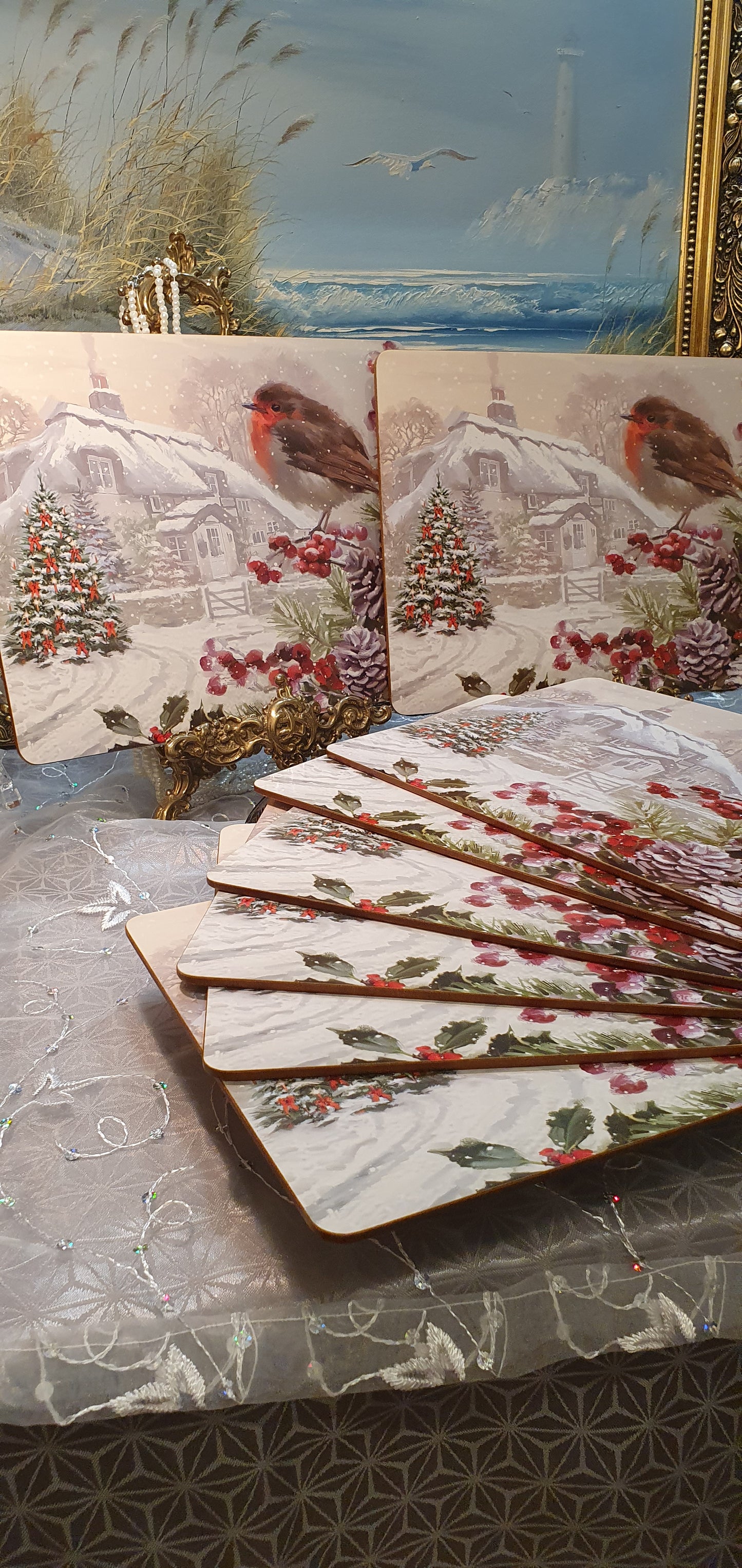 Set of eight winter placemats