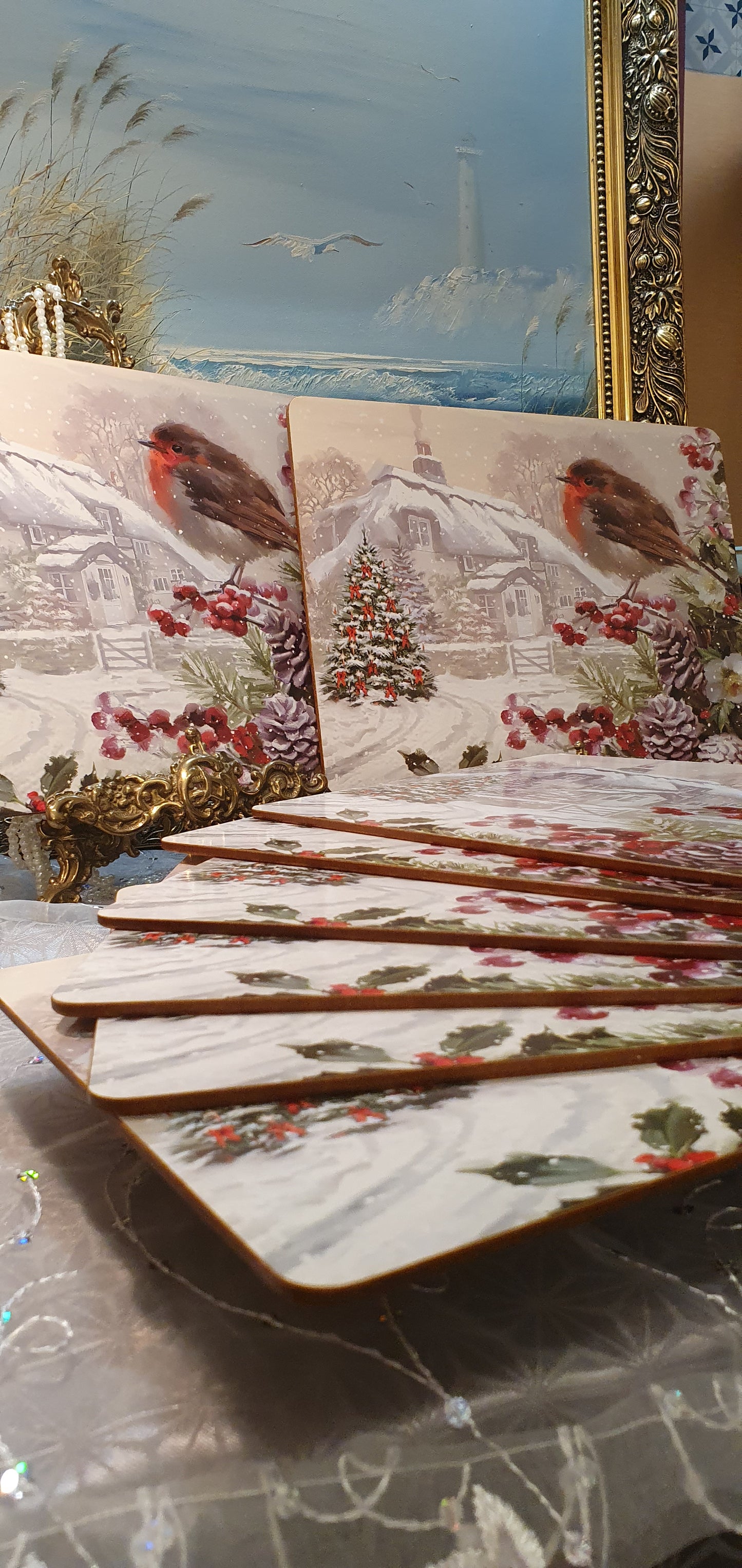 Set of eight winter placemats