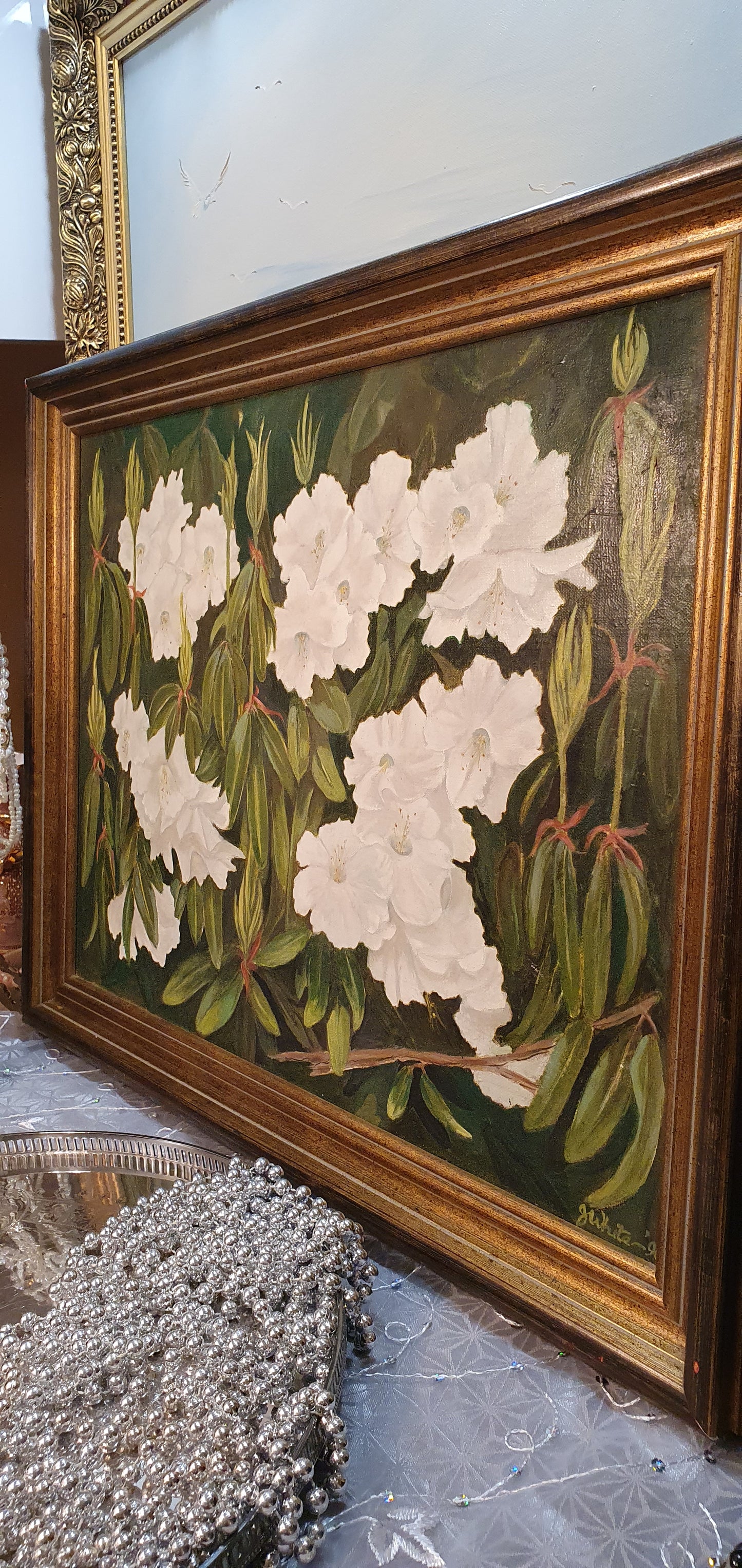 Extremely rare painting signed by Artist G. White - the exquisite American Rhododendron