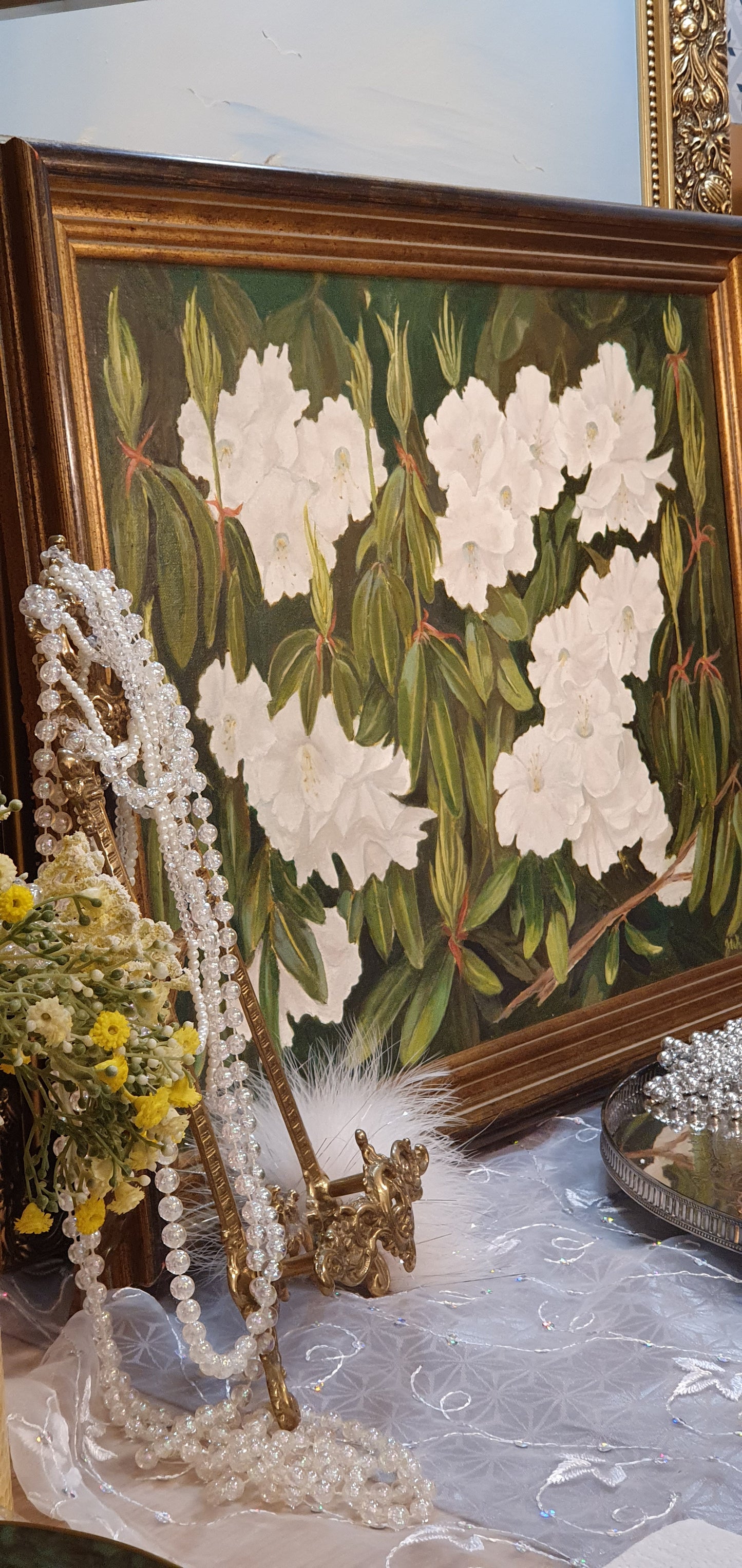 Extremely rare painting signed by Artist G. White - the exquisite American Rhododendron