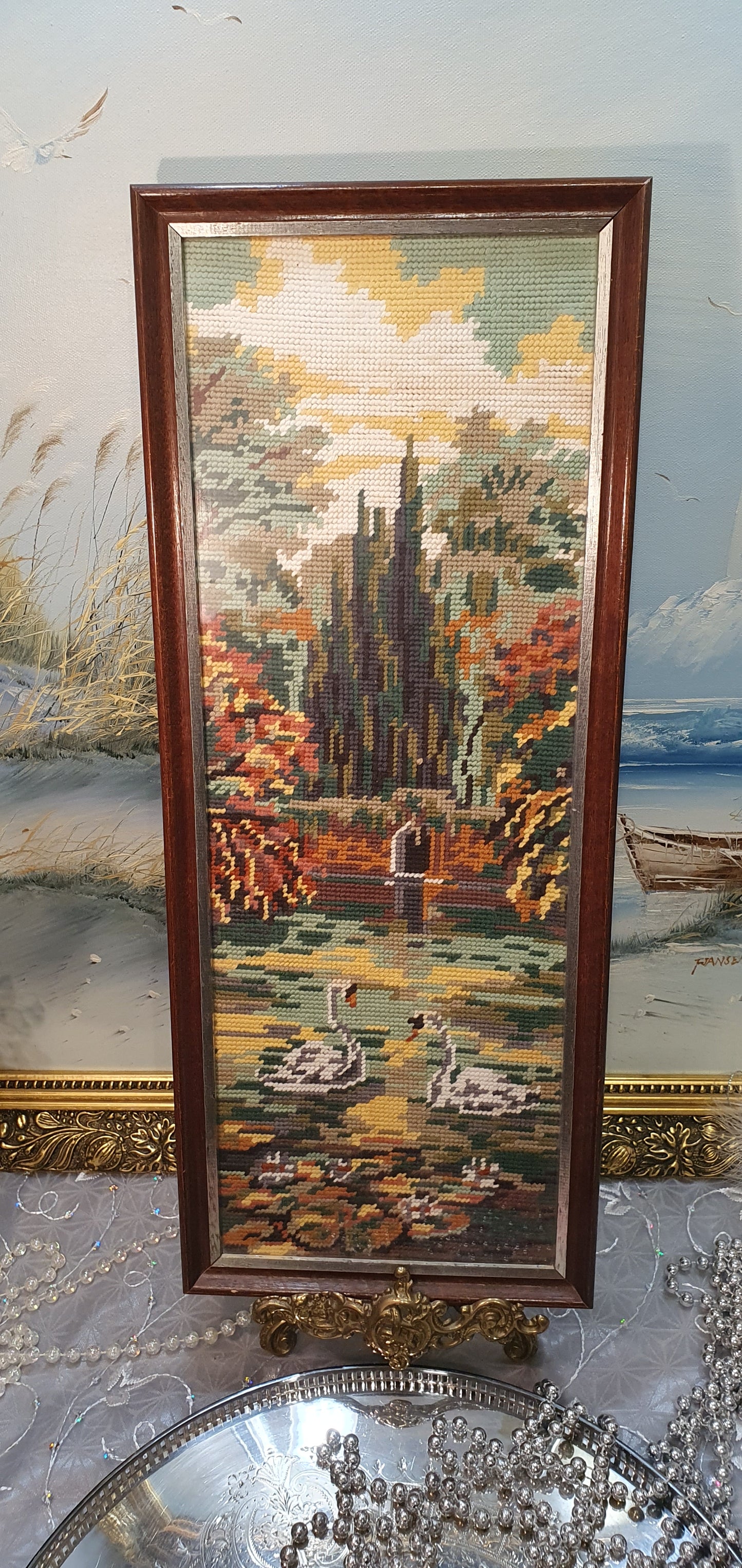 Tapestry "Autumn Idyll with Swans" - Handmade masterpiece