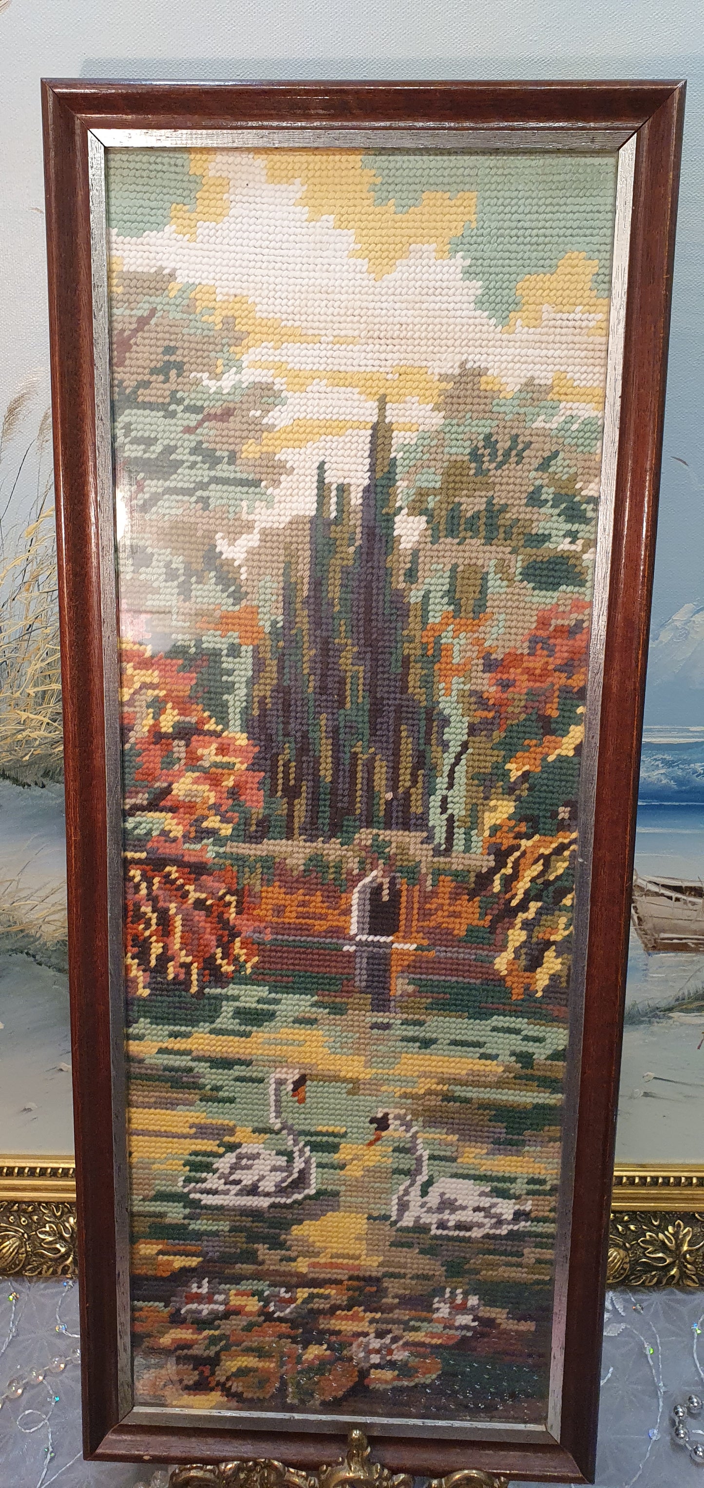 Tapestry "Autumn Idyll with Swans" - Handmade masterpiece