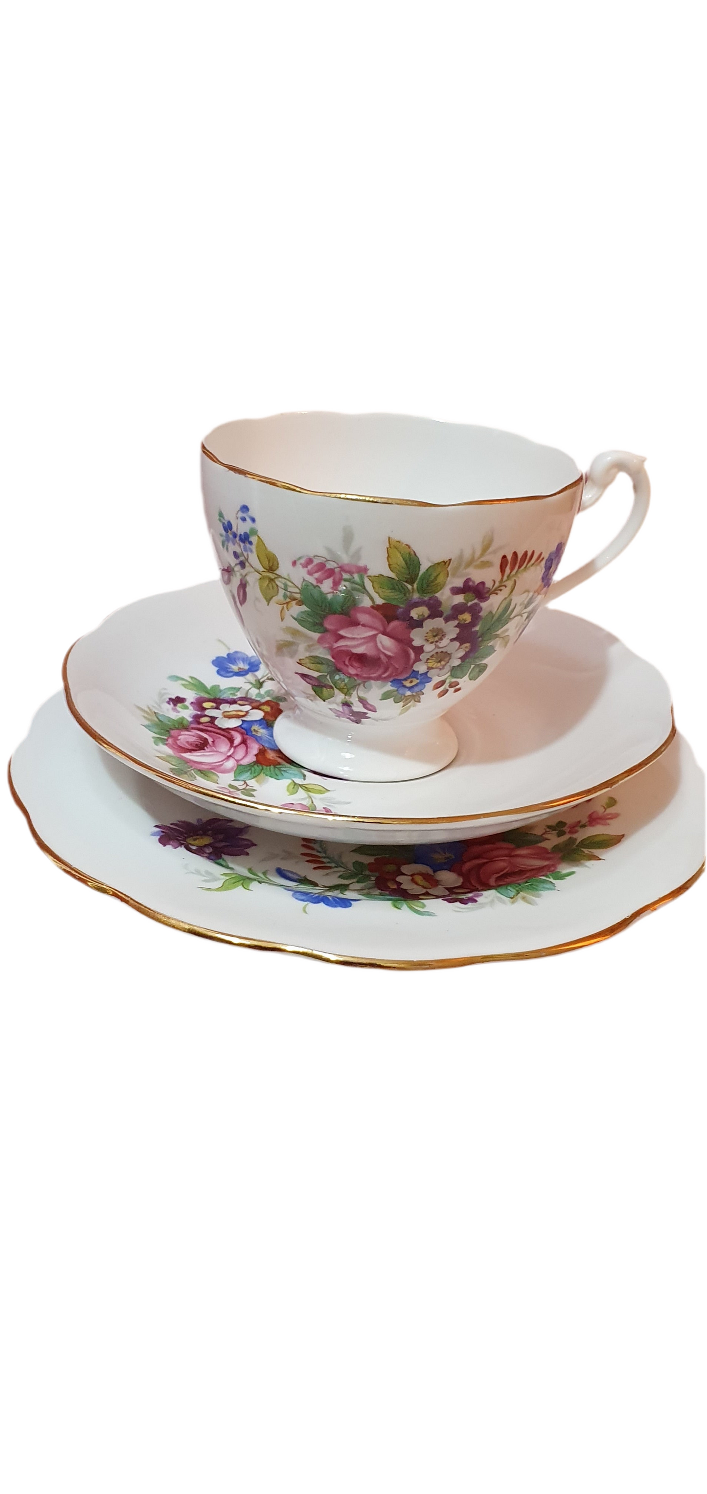 3 piece triple set Cups and plates Roslyn China R457