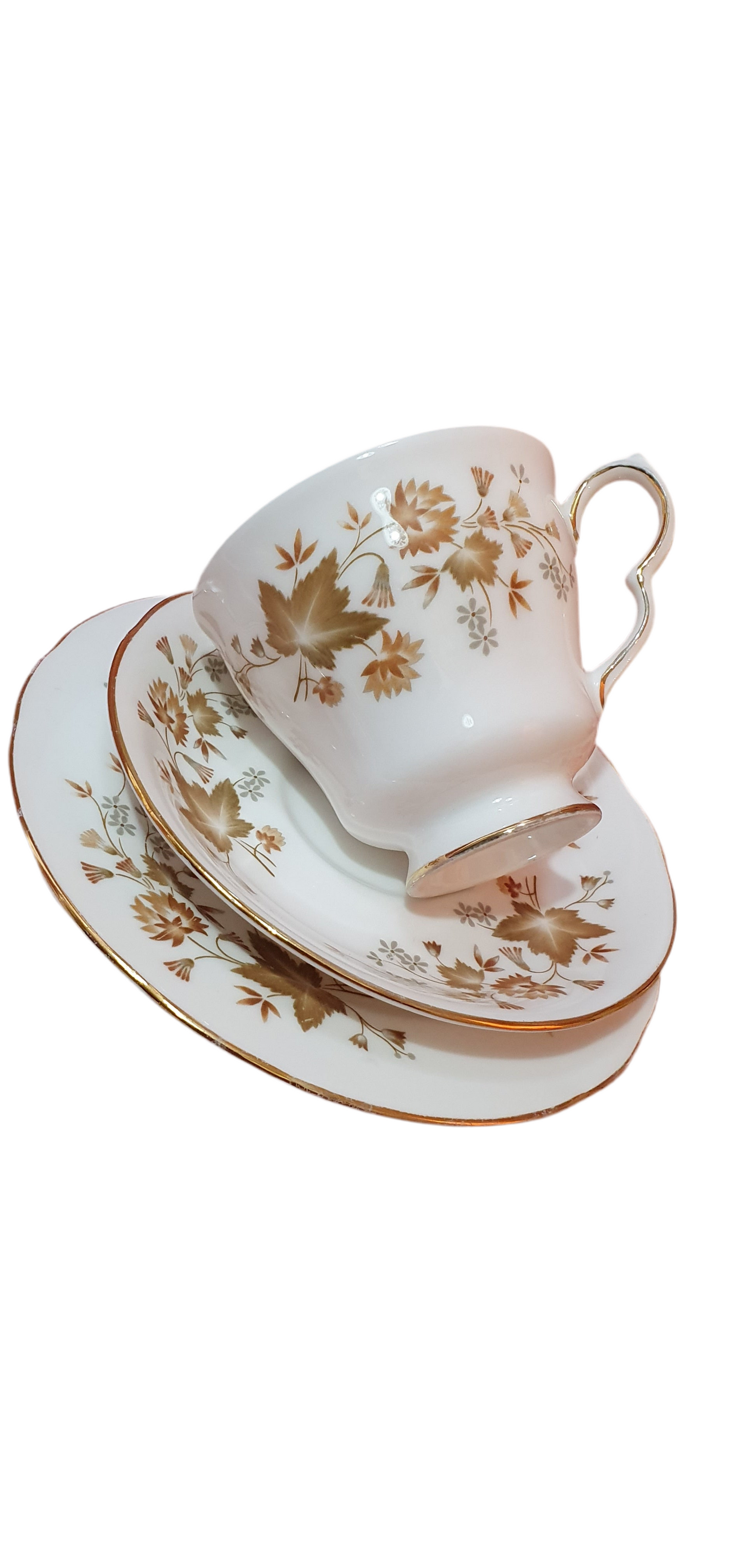 Autumn charm: 4-piece triple set of Colclough "Avon" cups and saucers