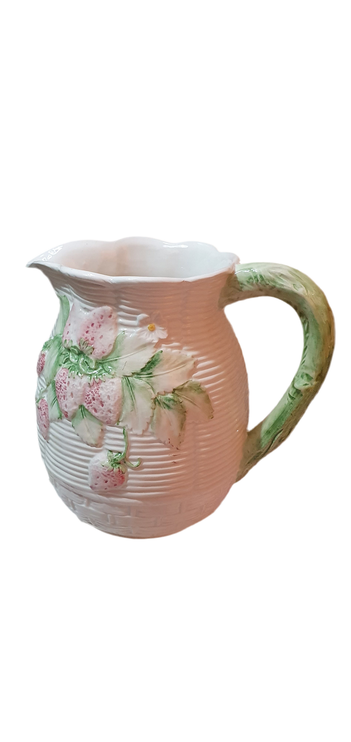 Ceramic jug with embossed strawberries