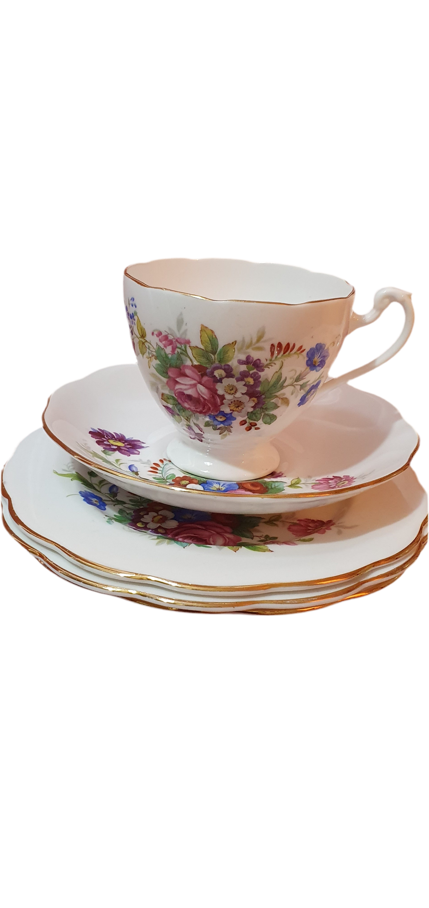 3 piece triple set Cups and plates Roslyn China R457