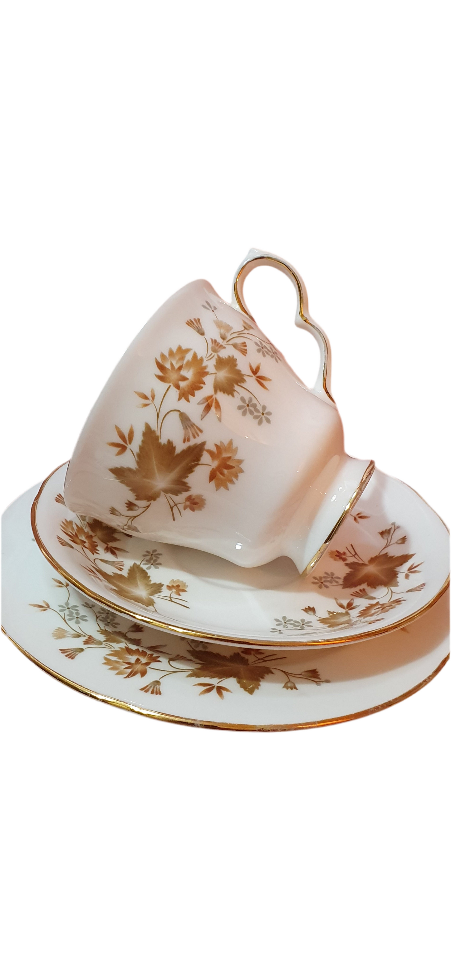 Autumn charm: 4-piece triple set of Colclough "Avon" cups and saucers