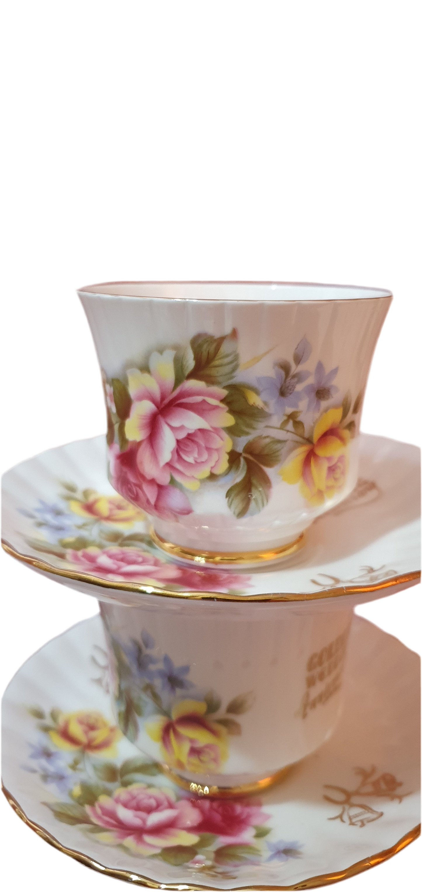 Set of 2 Royal Stafford "Golden Wedding" Cups and 2 Saucers