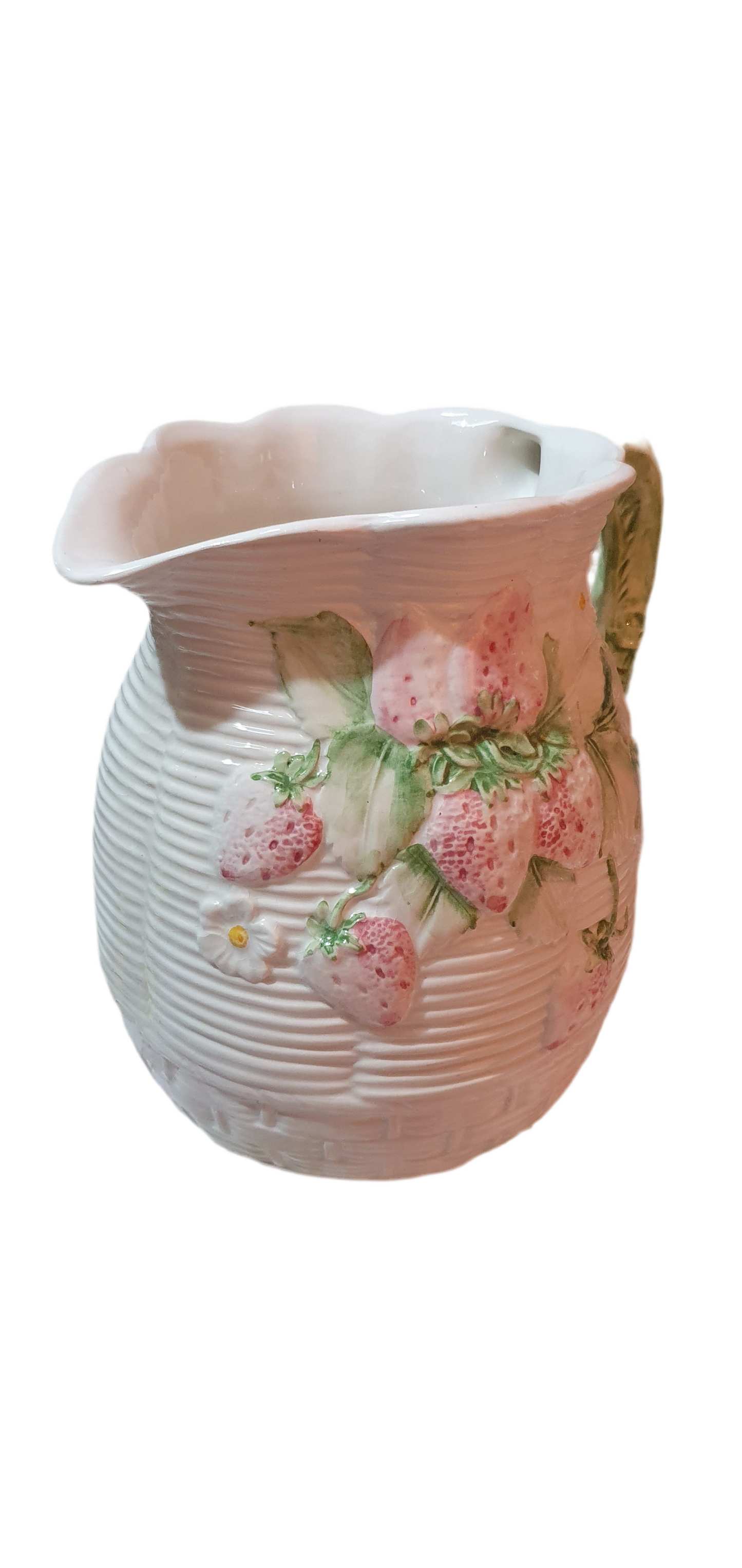 Ceramic jug with embossed strawberries