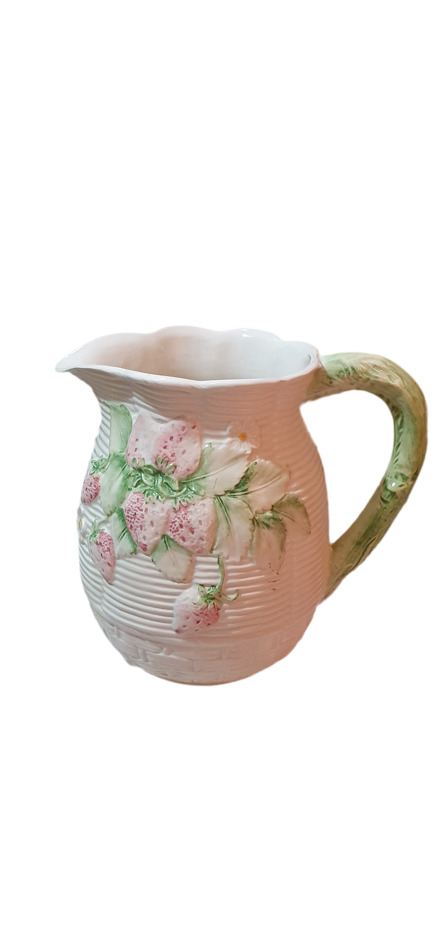 Ceramic jug with embossed strawberries
